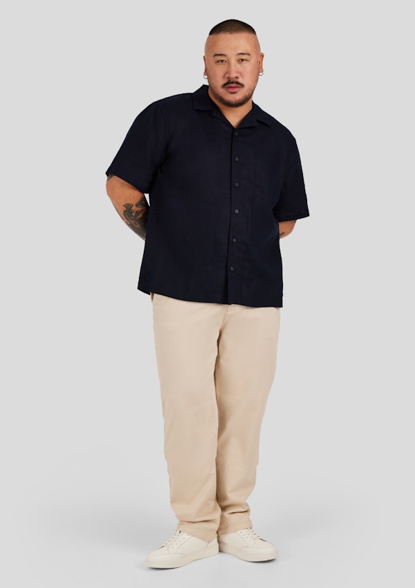 Navy Luxe Linen Boxy Fit Shirt