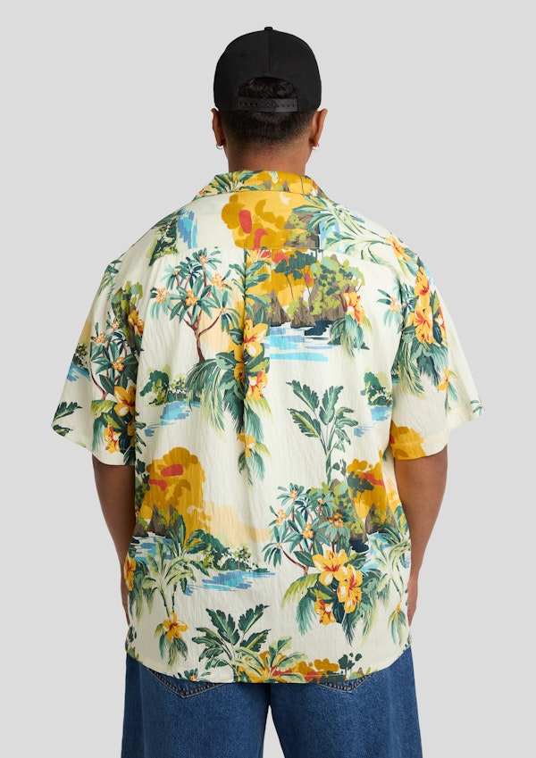 Ecru Paradise Palm Relaxed Shirt