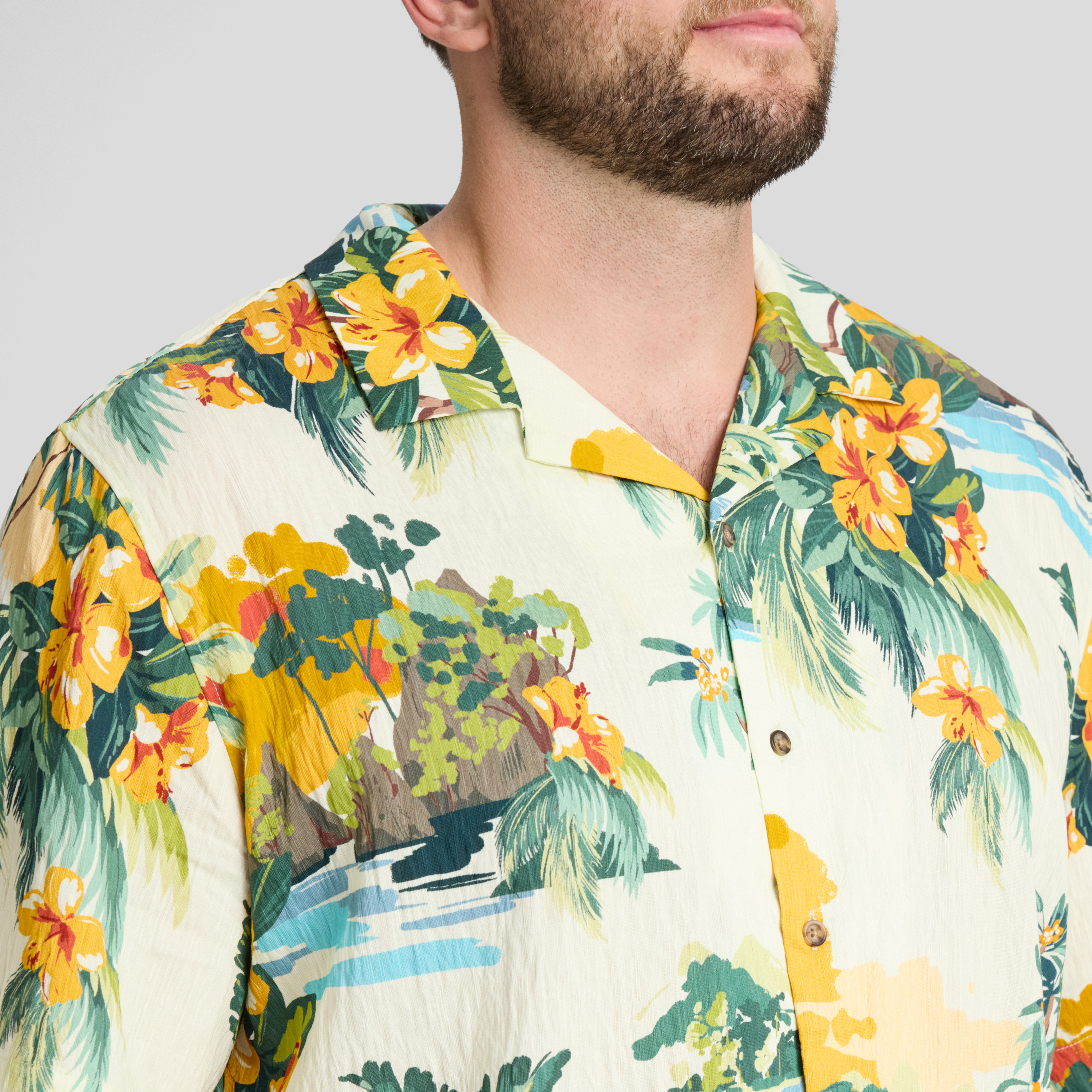 Ecru Paradise Palm Relaxed Shirt