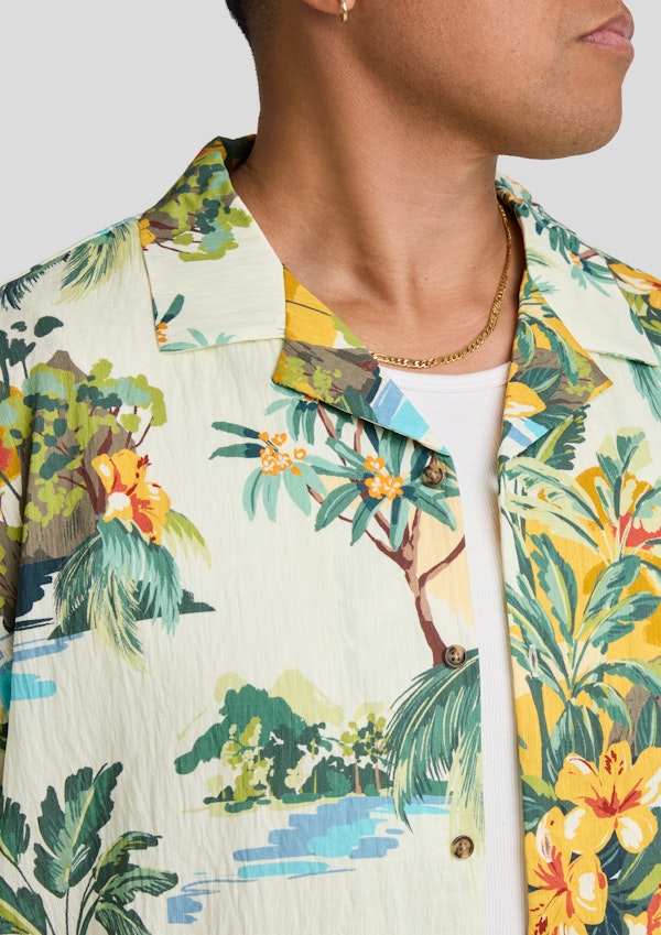 Ecru Paradise Palm Relaxed Shirt