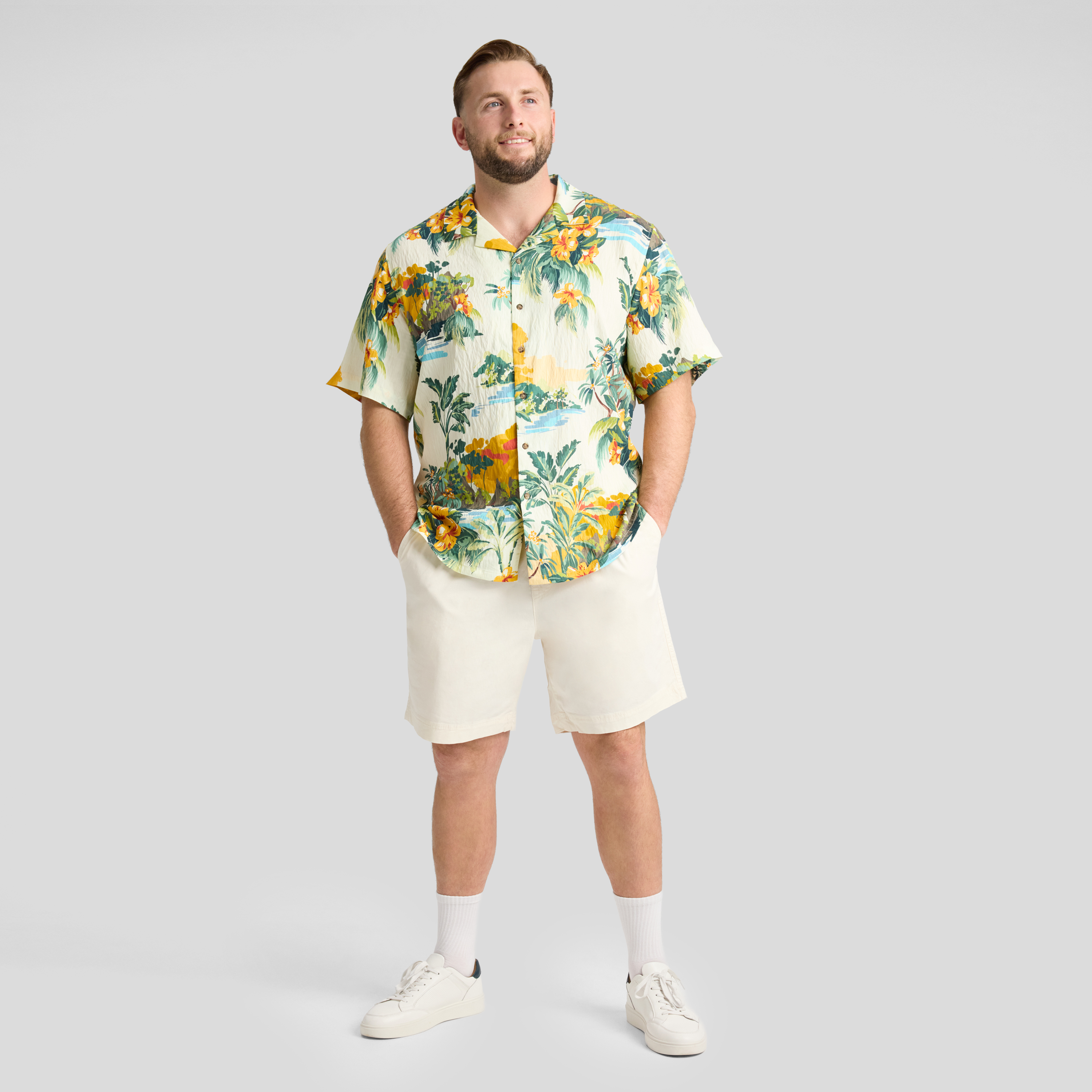 Ecru Paradise Palm Relaxed Shirt