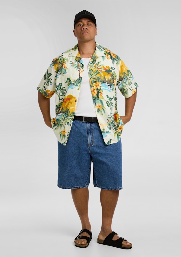 Ecru Paradise Palm Relaxed Shirt