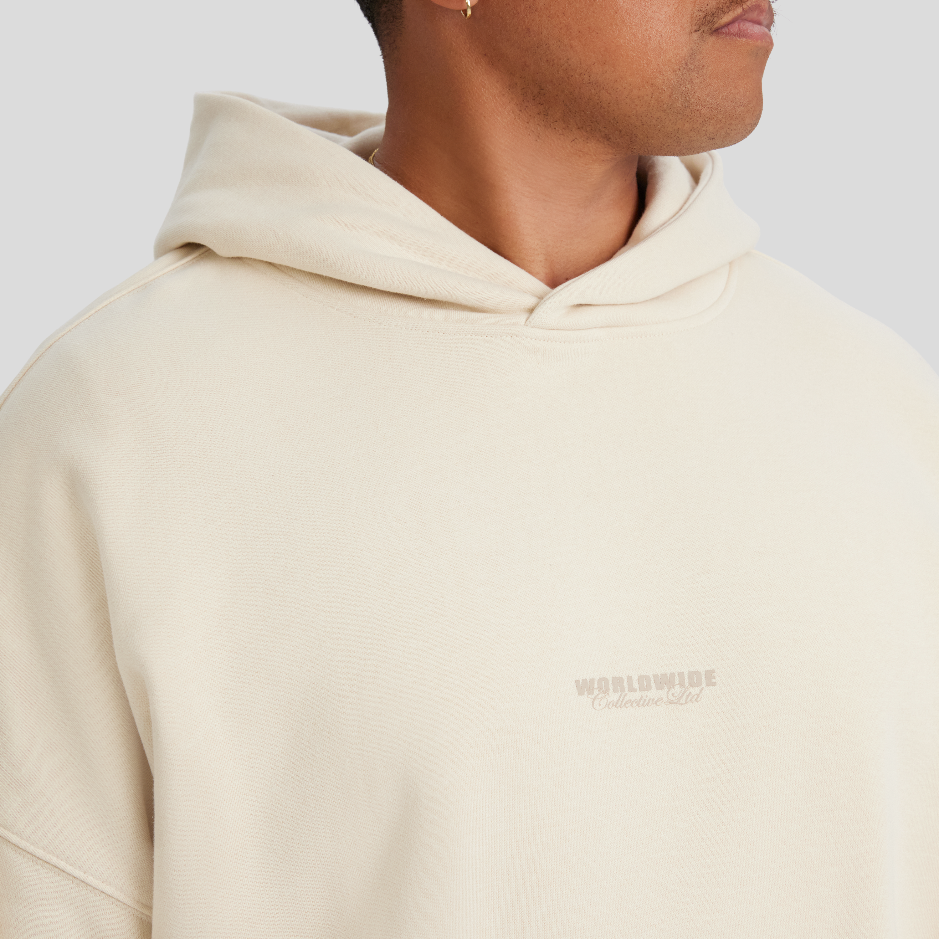 Cream Relaxed Fit Worldwide Hoodie