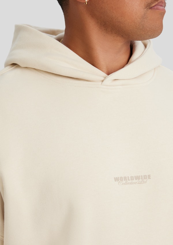 Cream Relaxed Fit Worldwide Hoodie