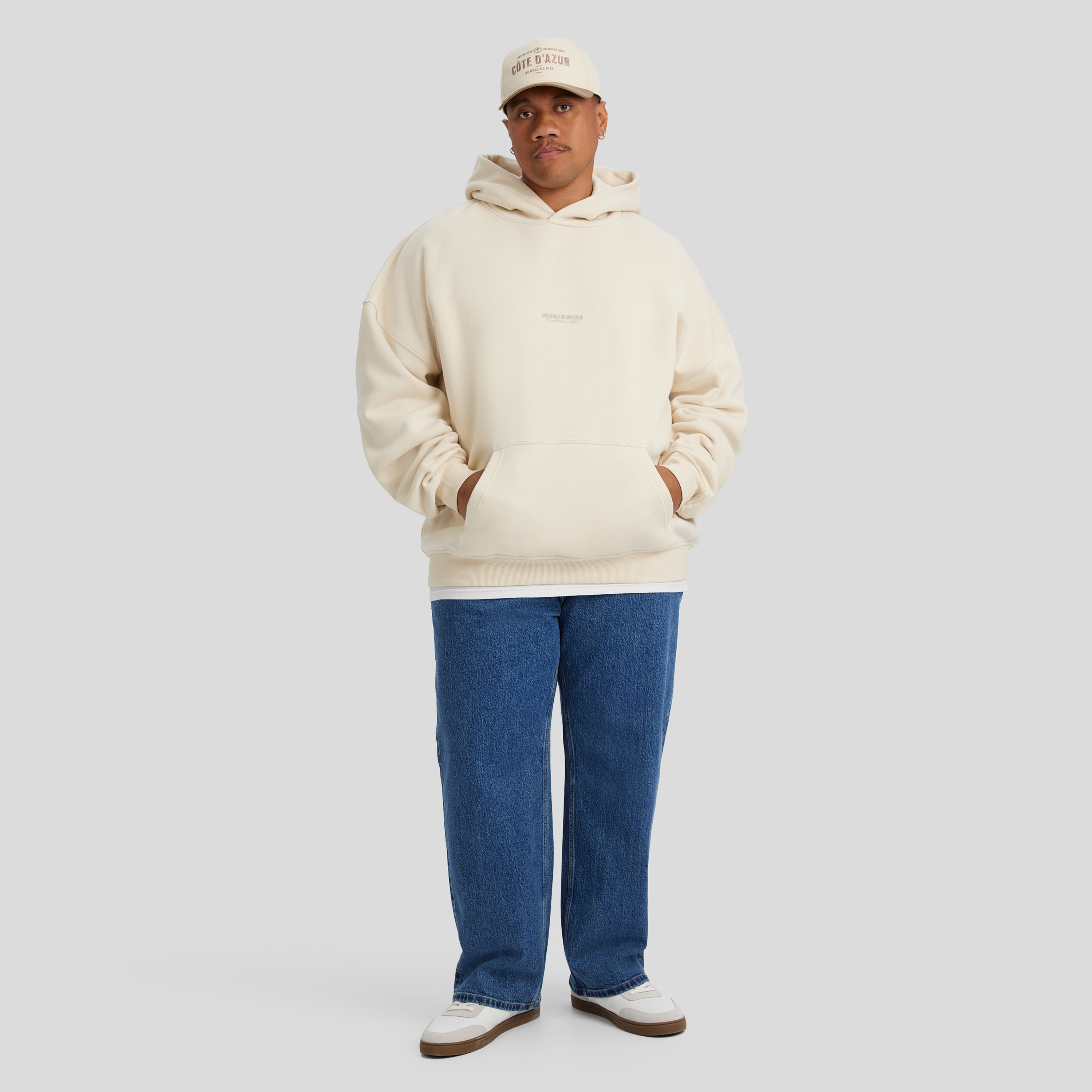 Cream Relaxed Fit Worldwide Hoodie