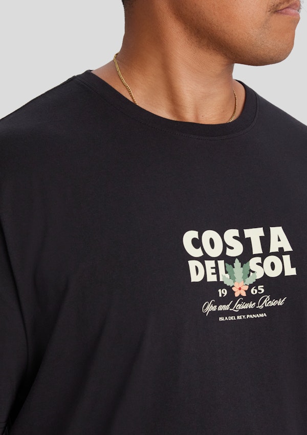 Black Resort Style Longline Tee