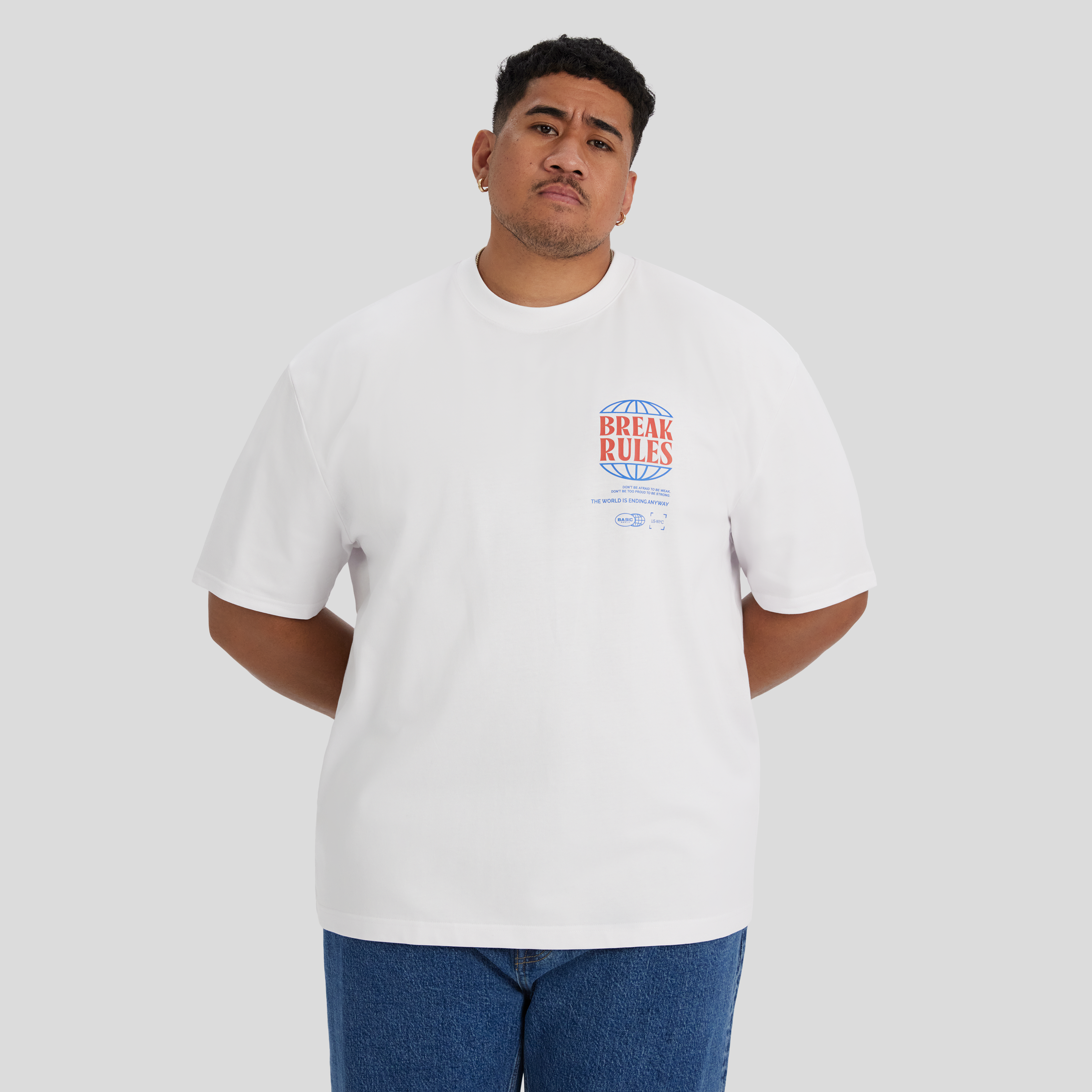 White Break Rules Relaxed Fit Tee