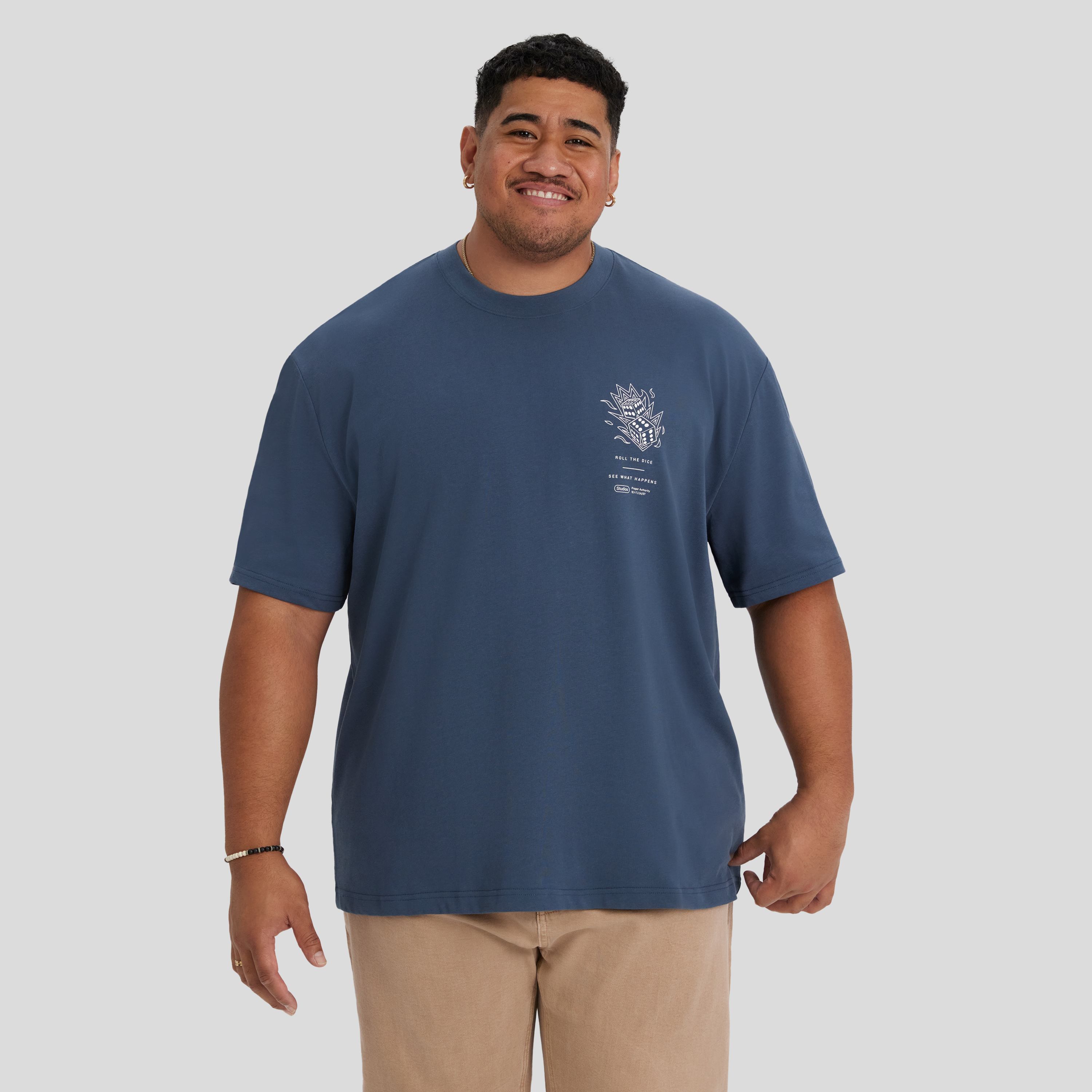 Steel Blue Rolled Dice Relaxed Fit Tee