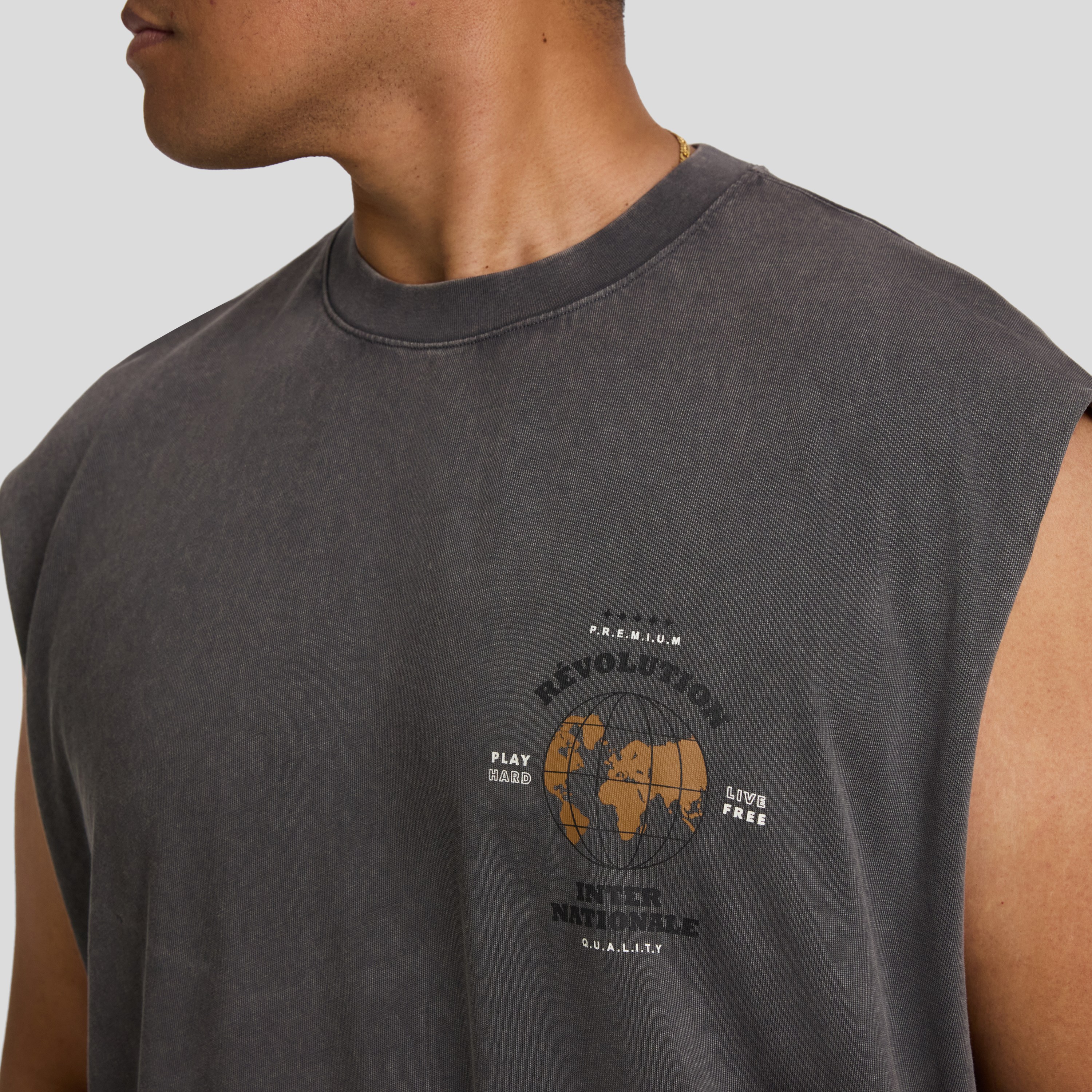 Washed Grey Easy Tiger Muscle Tee