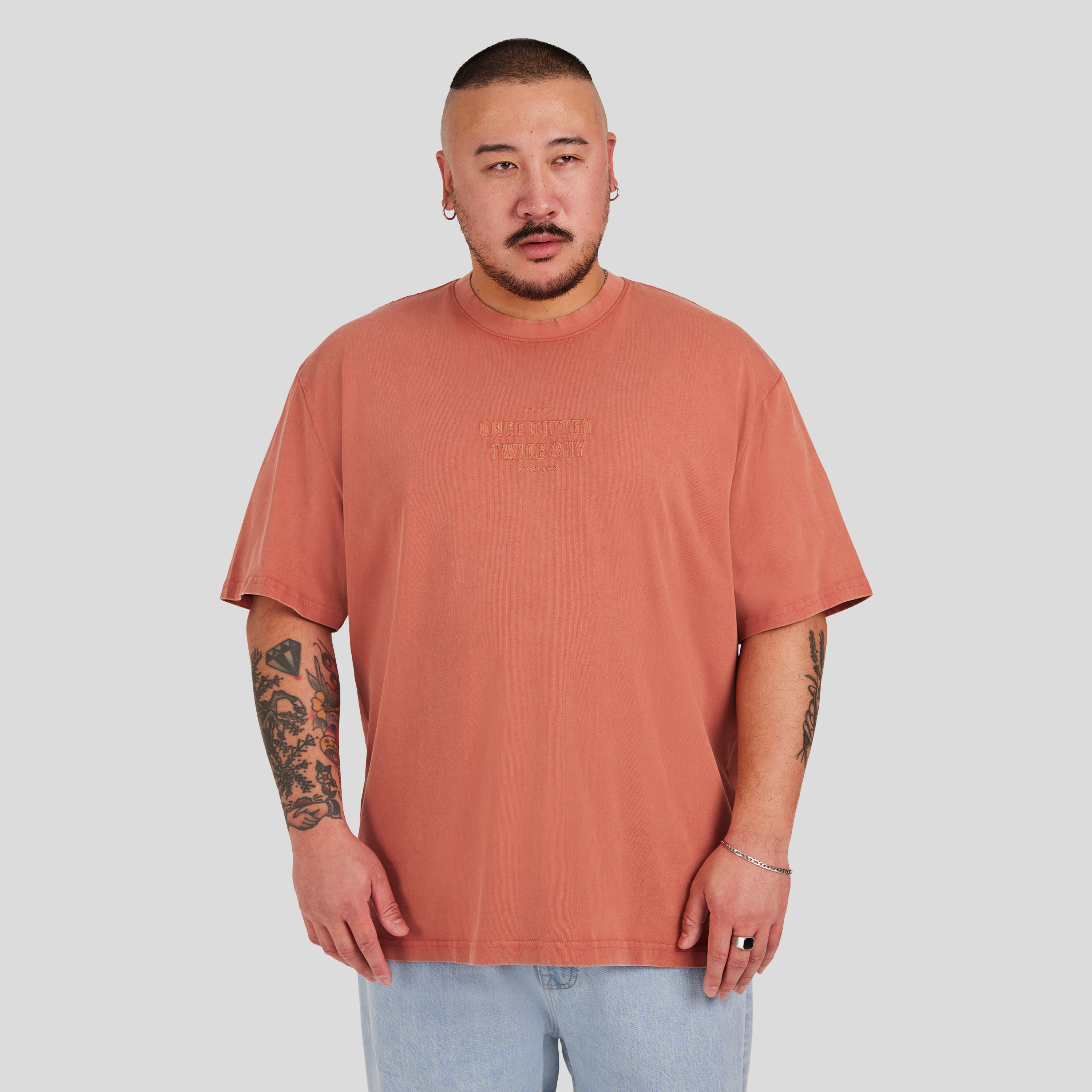 Acid Wash Emb Relaxed Tee