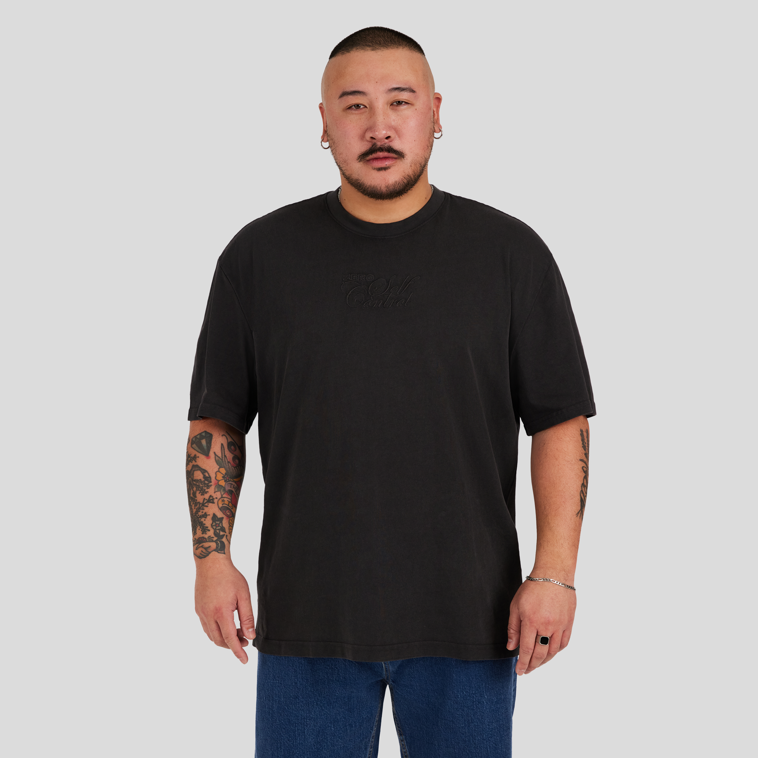 Acid Wash Emb Relaxed Tee