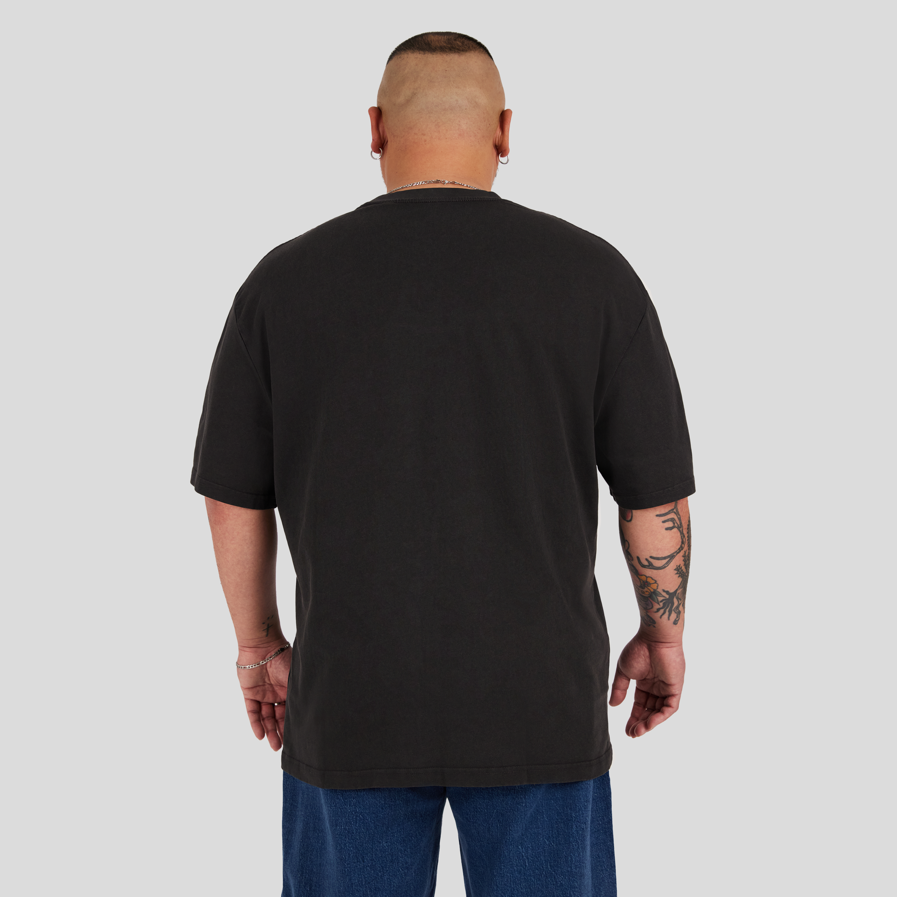 Charcoal Acid Wash Emb Relaxed Tee