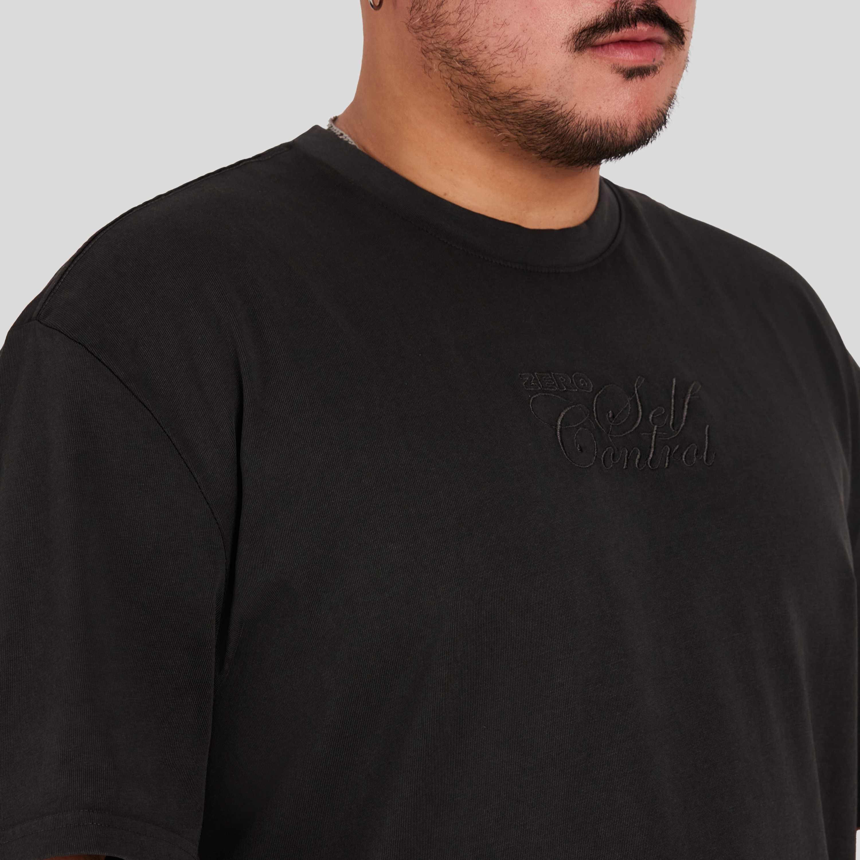 Charcoal Acid Wash Emb Relaxed Tee