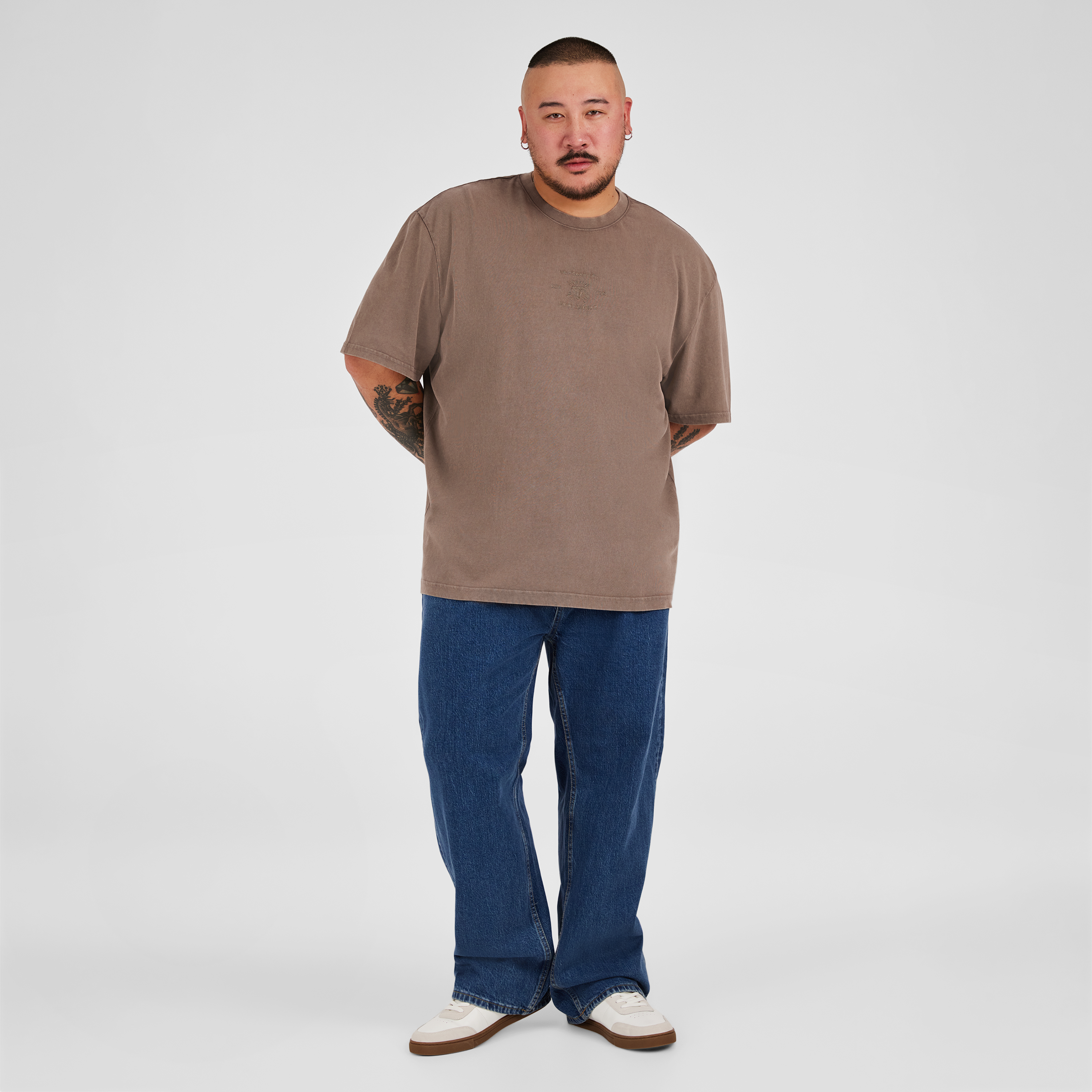 Latte Acid Wash Emb Relaxed Tee