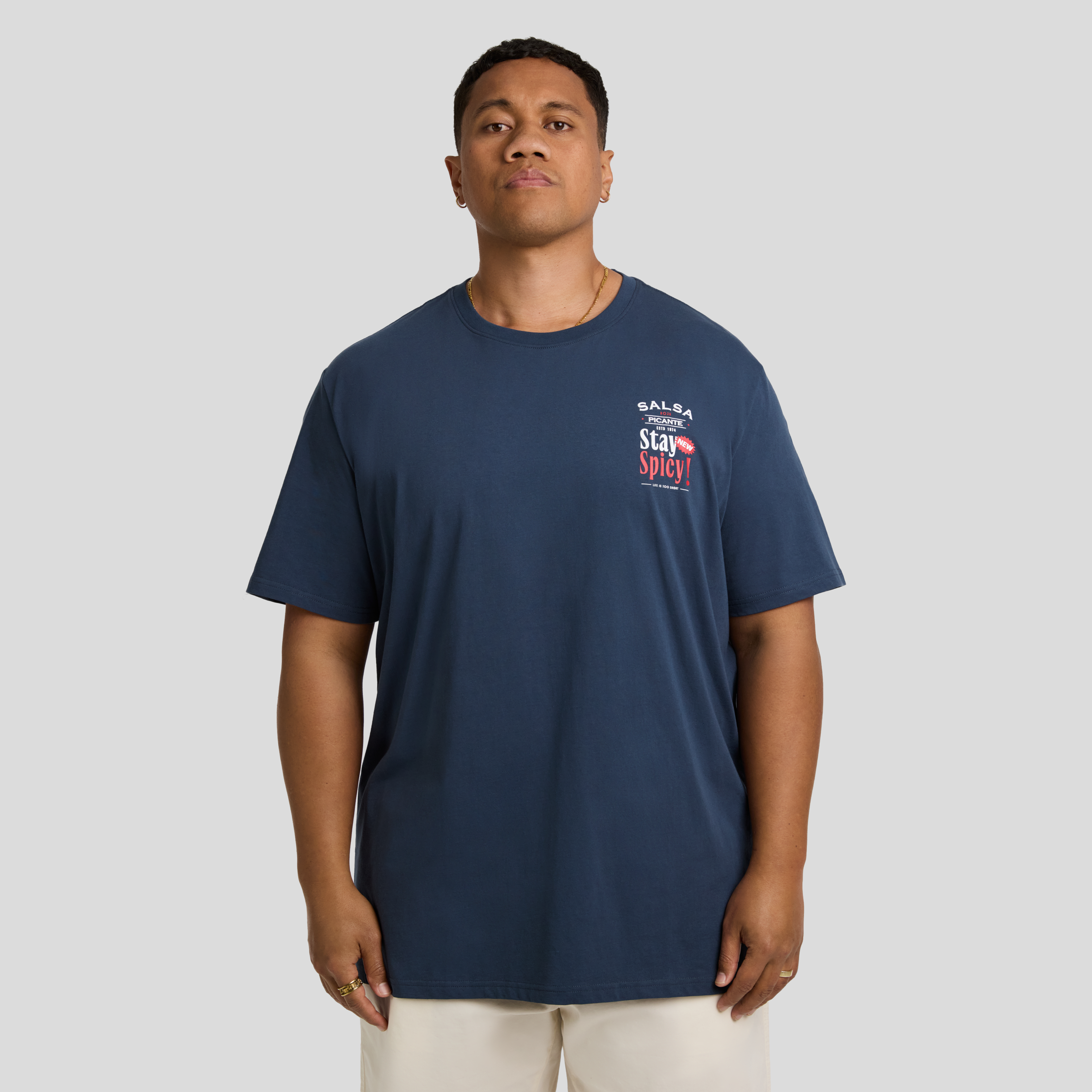 Navy Stay Spicy Longline Tee