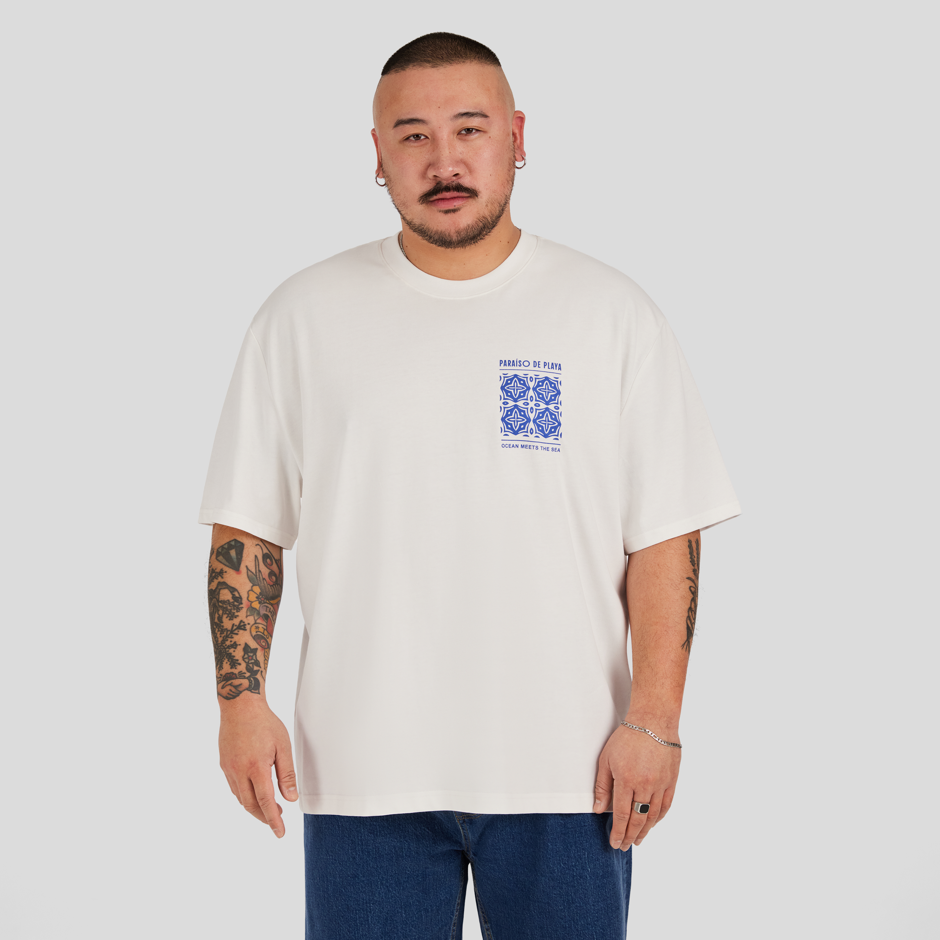 White Tile Print Relaxed Tee