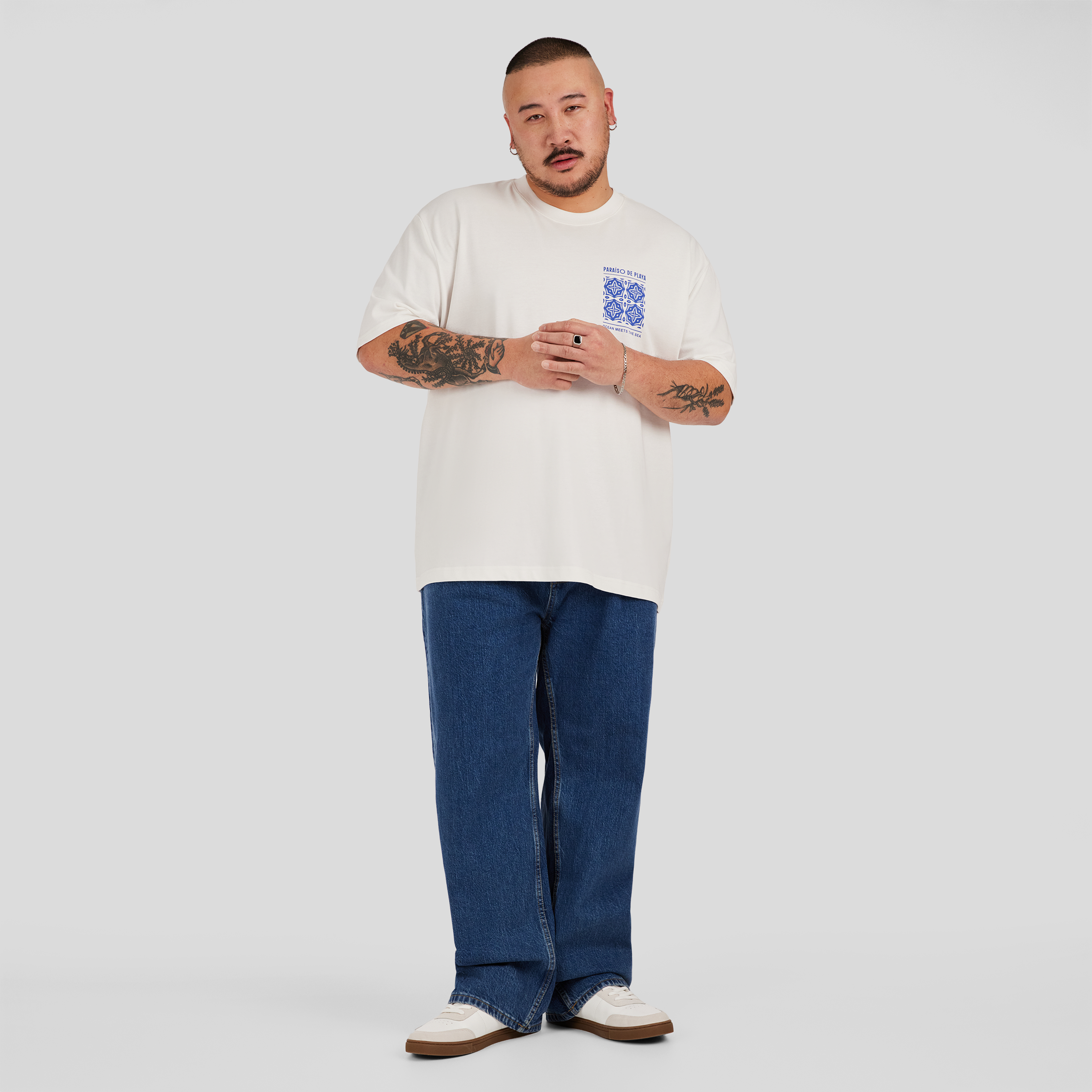 White Tile Print Relaxed Tee