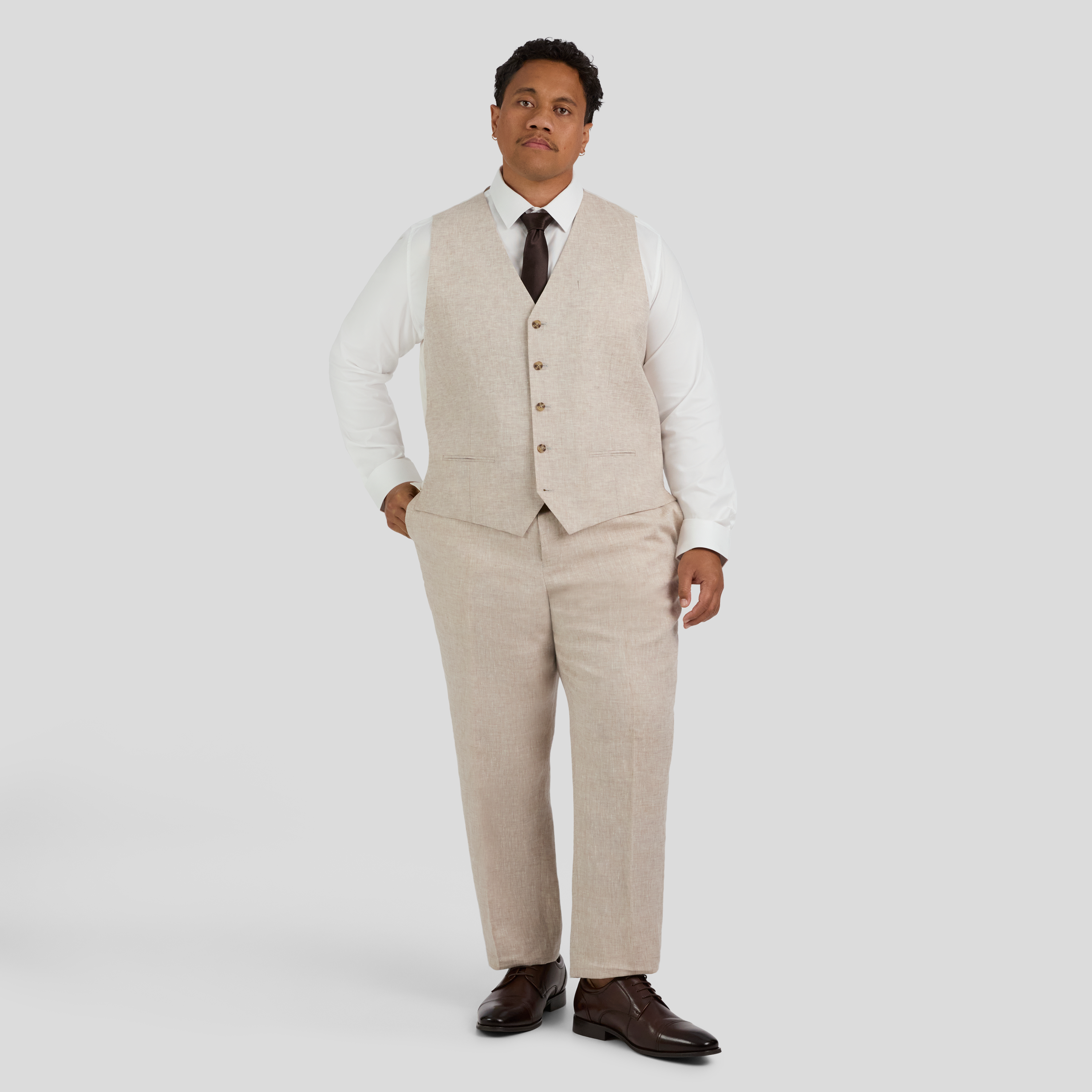 Natural Matteo Linen Waistcoat