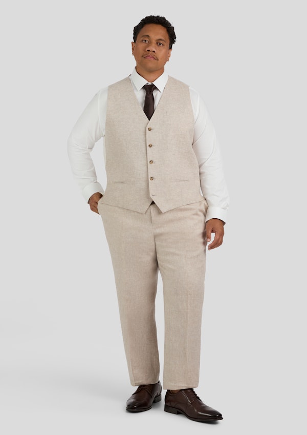 Natural Matteo Linen Waistcoat