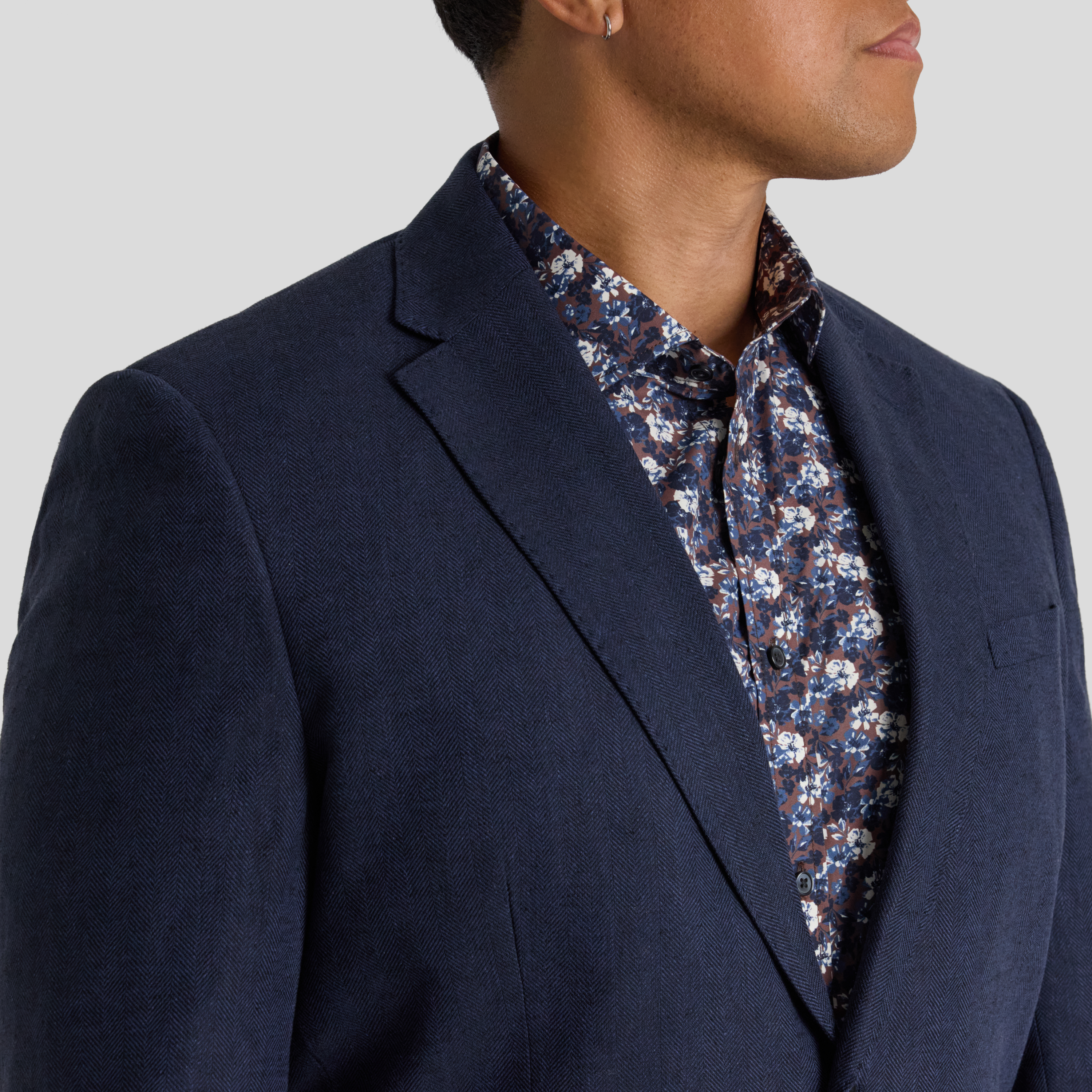 Navy Theo Herringbone Blazer