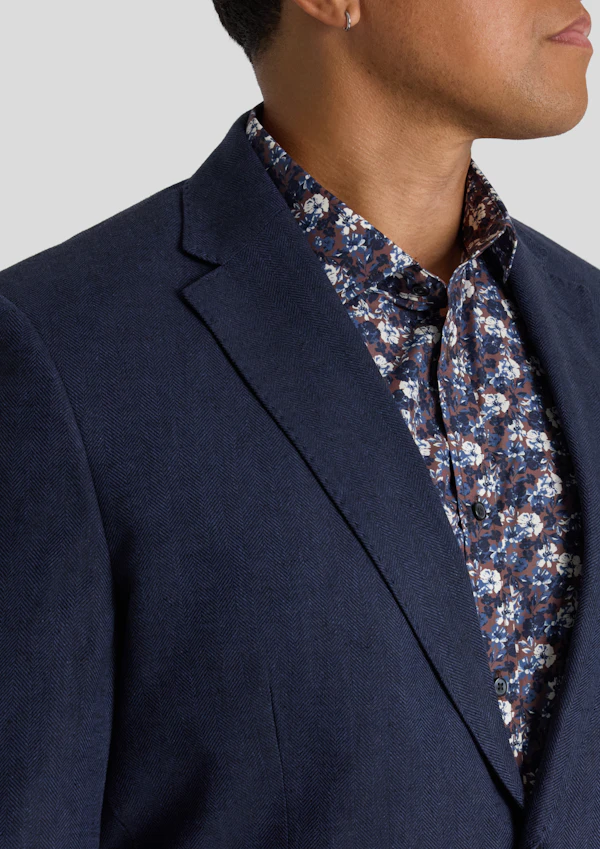 Navy Theo Herringbone Blazer