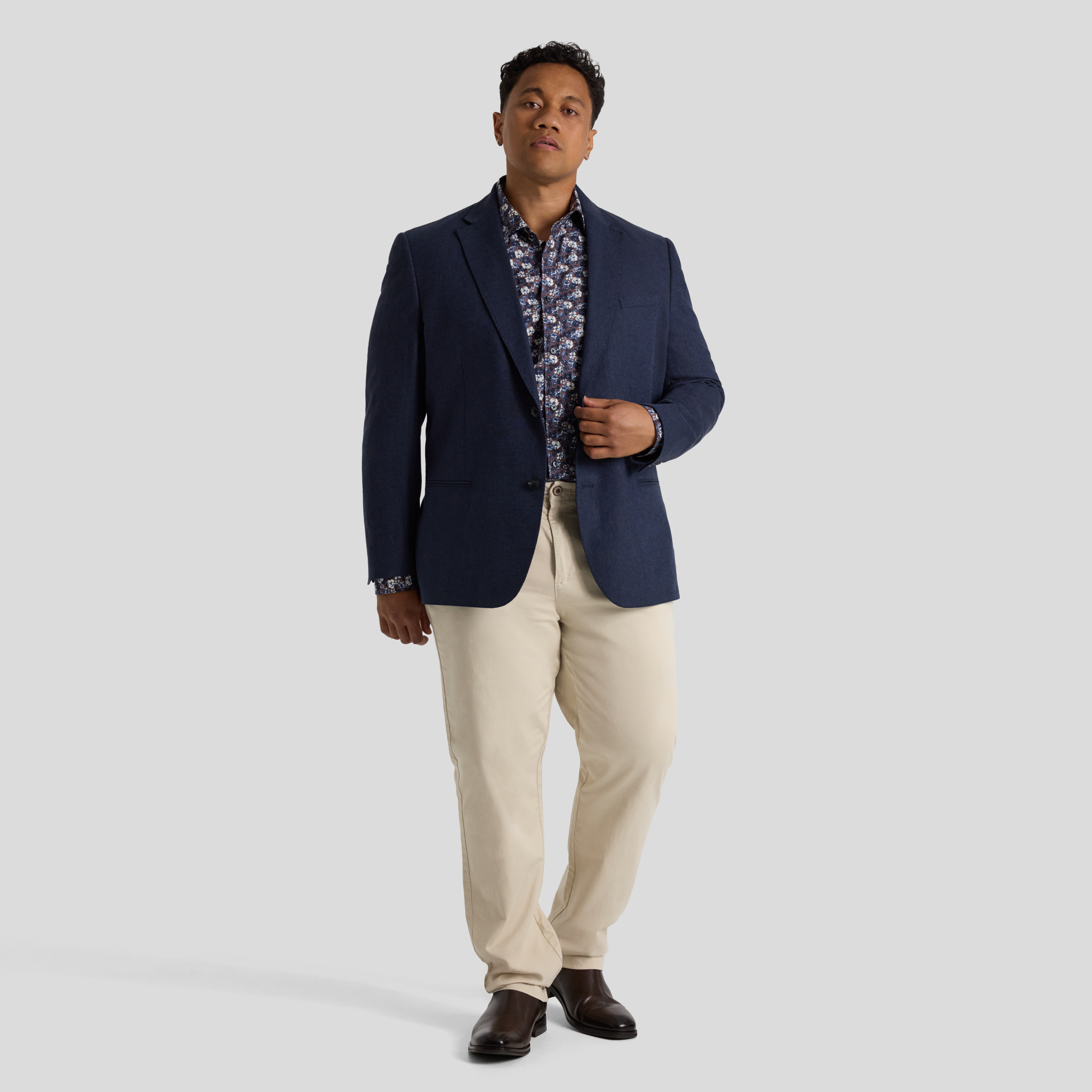 Navy Theo Herringbone Blazer