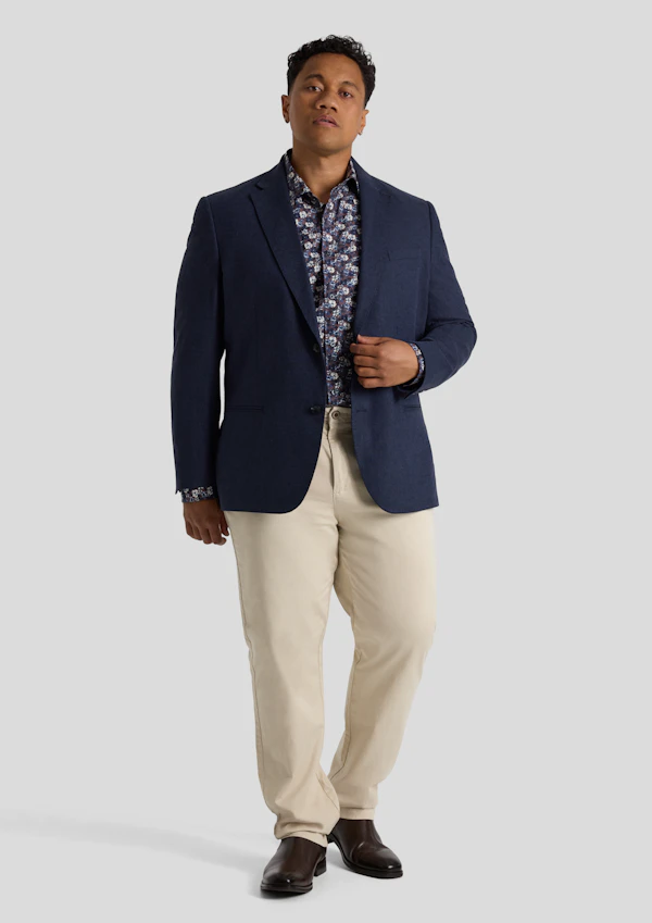 Navy Theo Herringbone Blazer