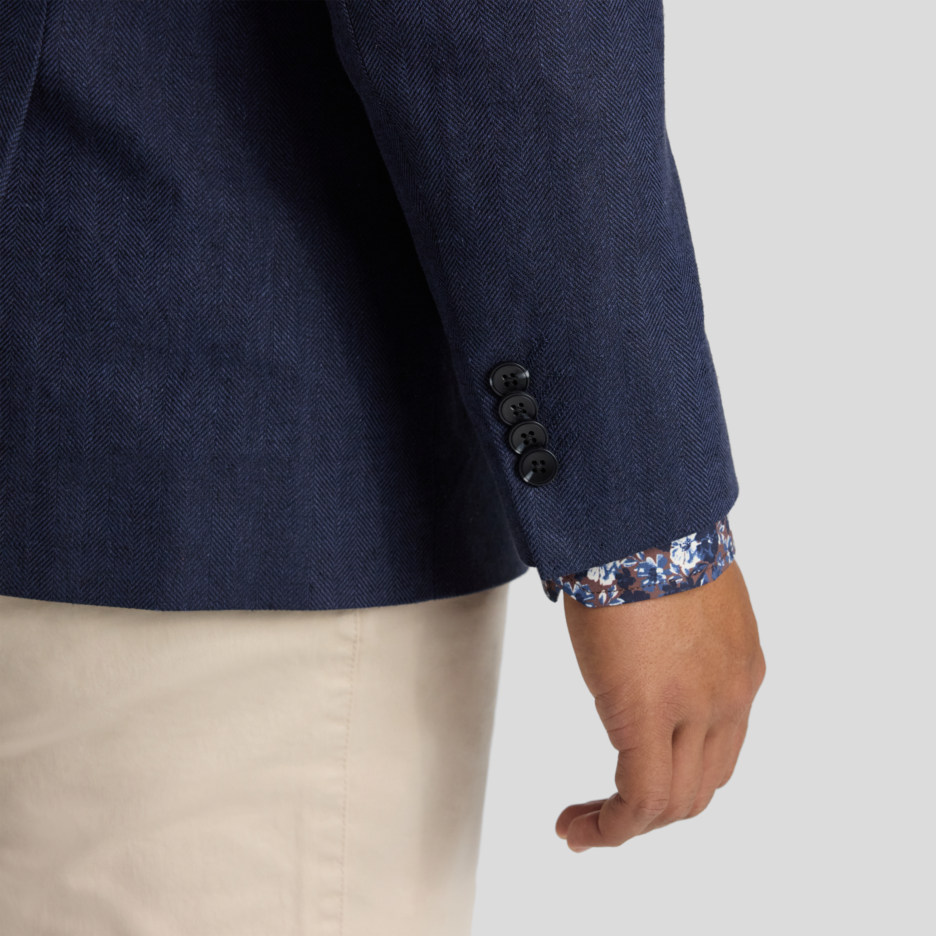 Navy Theo Herringbone Blazer