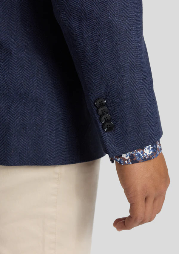 Navy Theo Herringbone Blazer