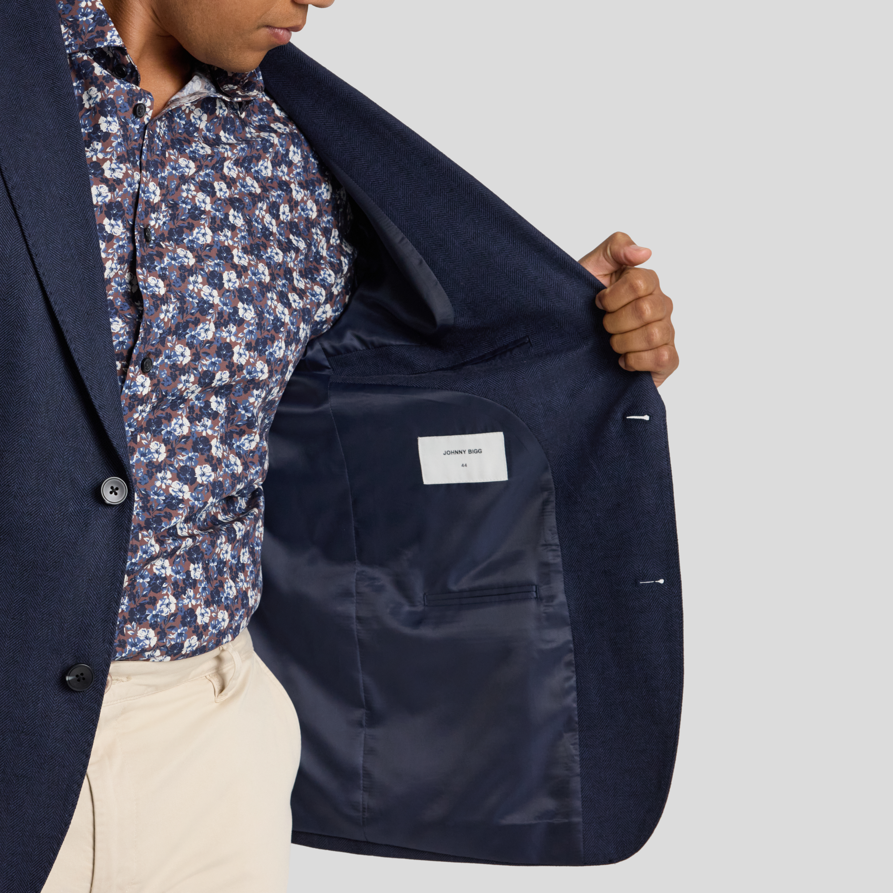 Navy Theo Herringbone Blazer