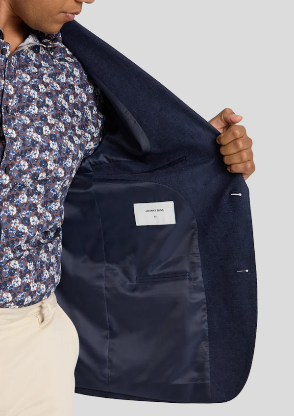 Navy Theo Herringbone Blazer