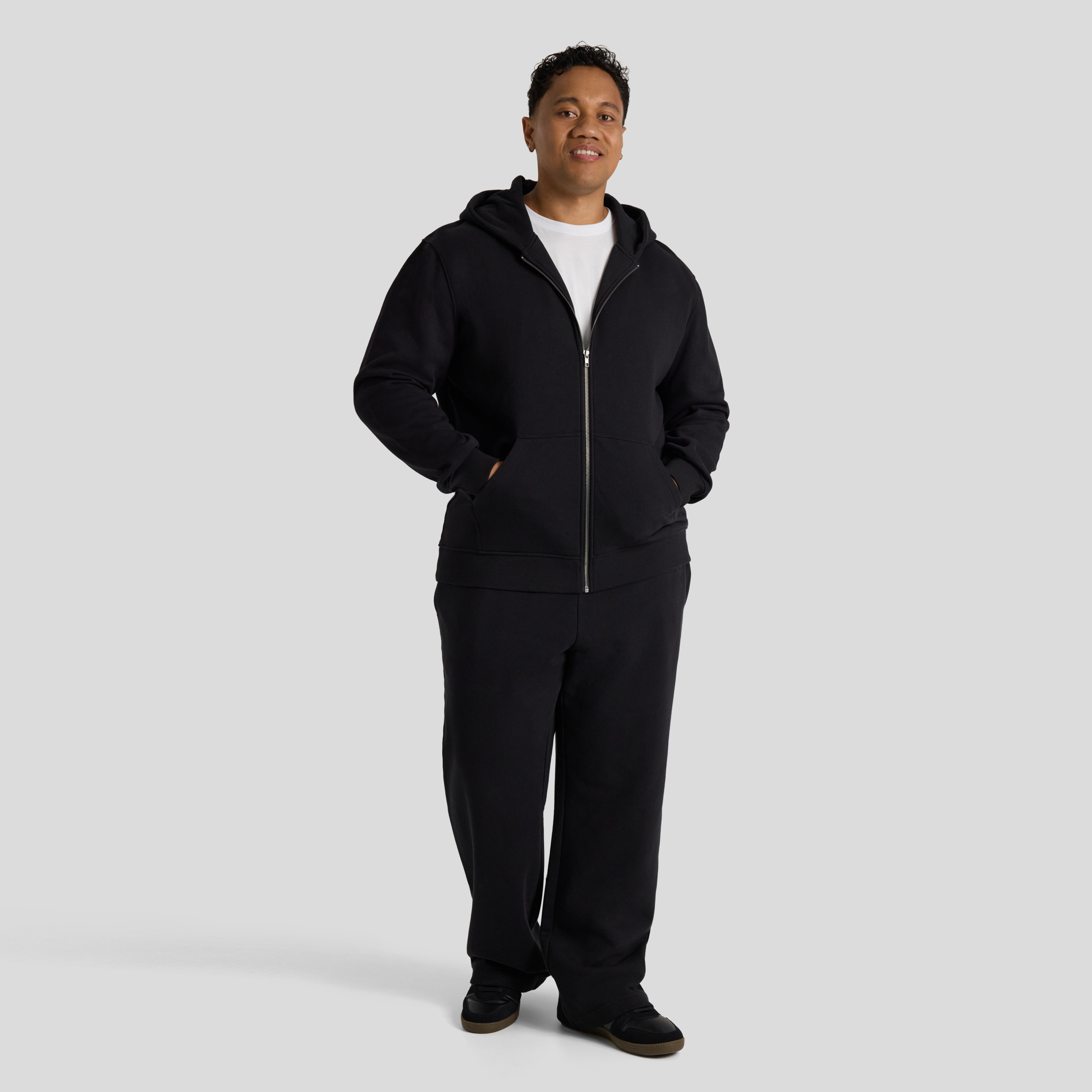 Black Essential Straight Track Pant