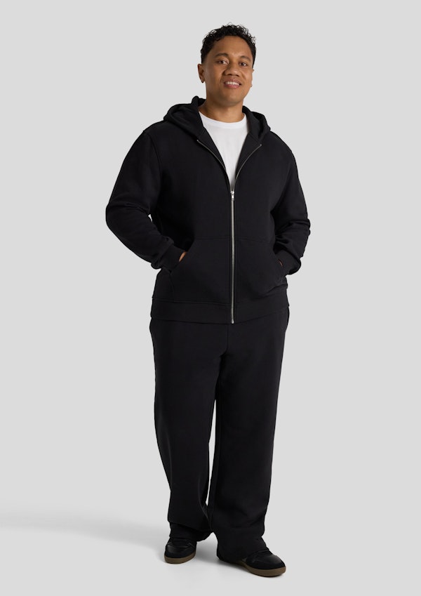 Black Essential Straight Track Pant