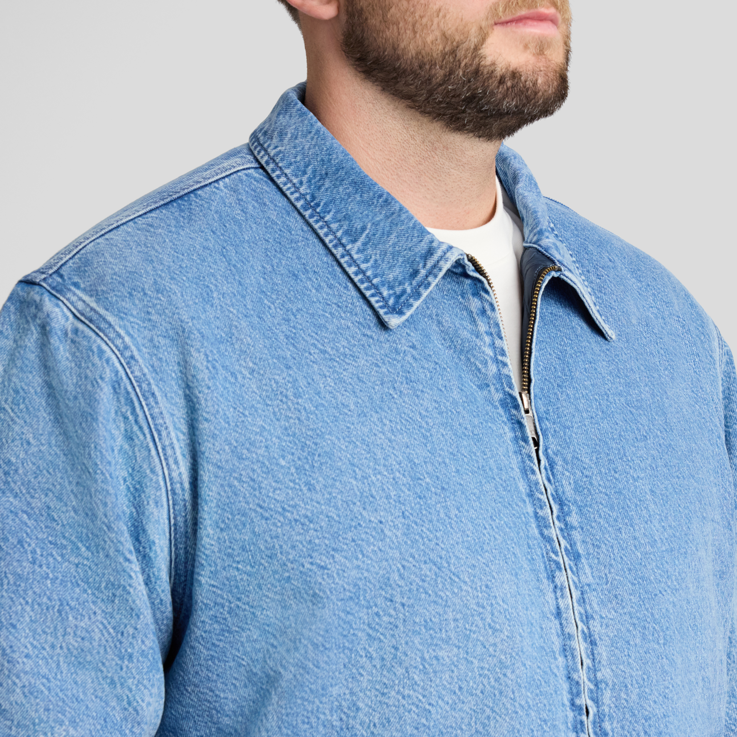 Mid Wash Denim Zip Thru Jacket