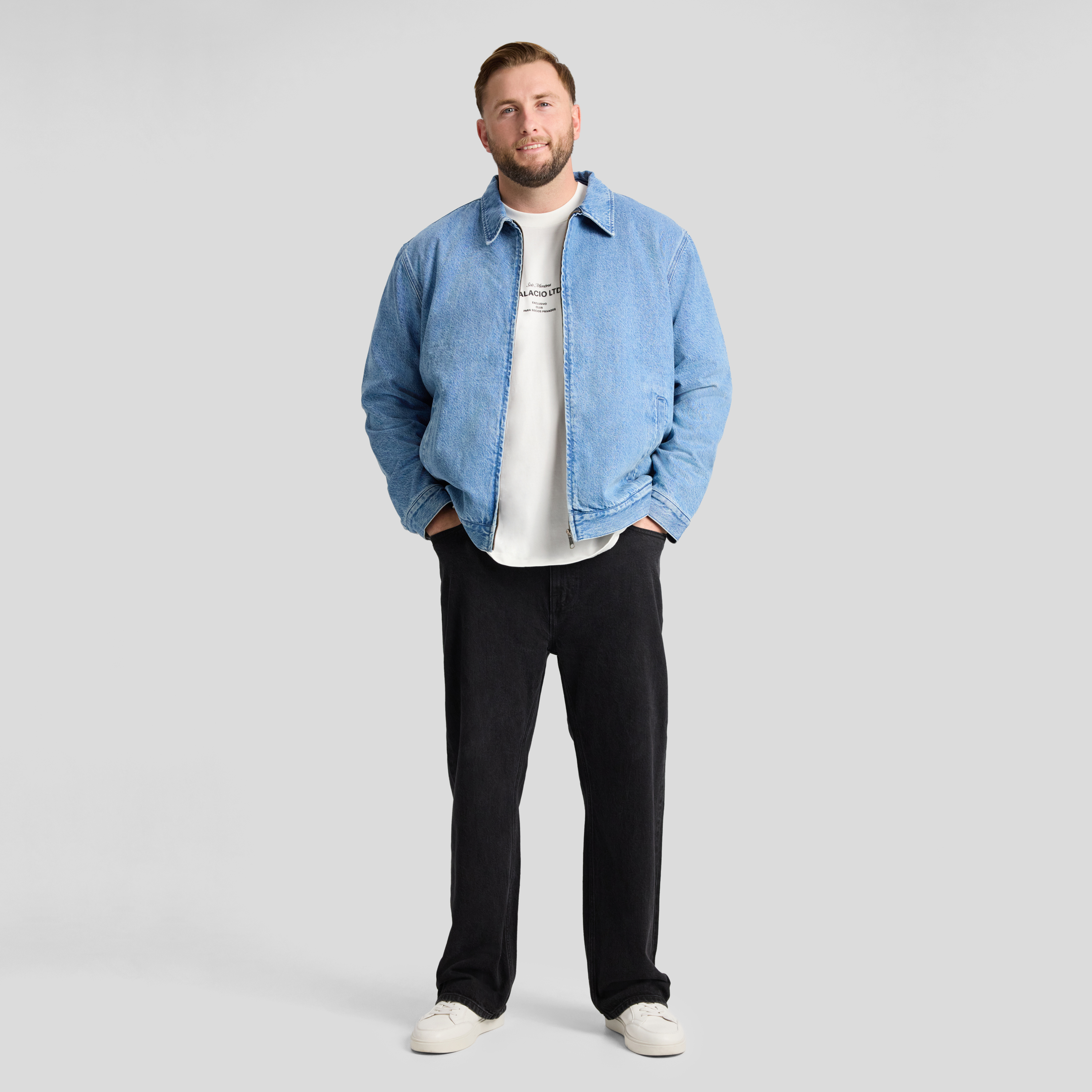 Mid Wash Denim Zip Thru Jacket