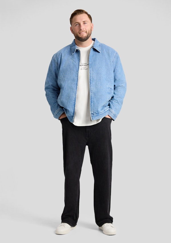 Mid Wash Denim Zip Thru Jacket