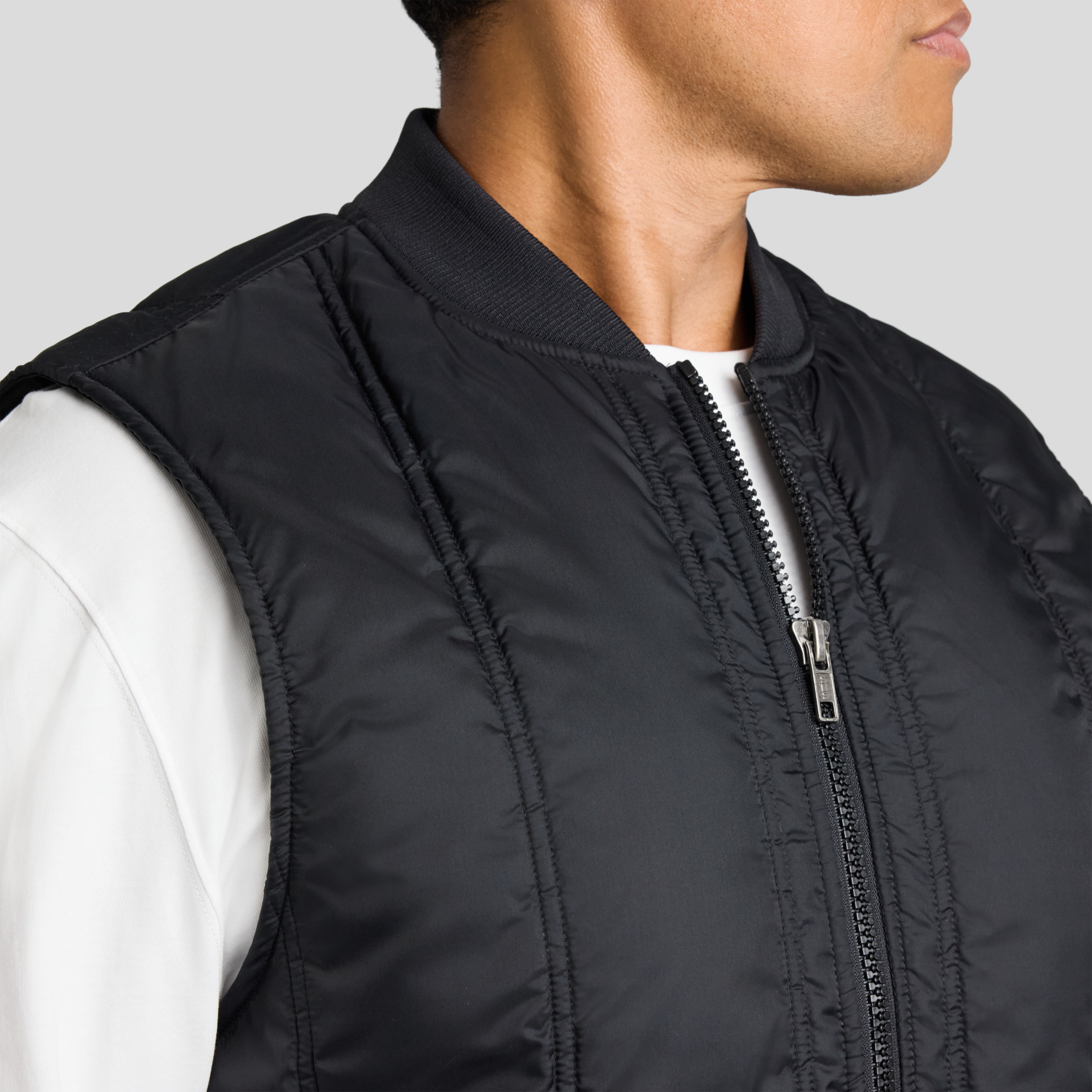 Black Panel Zip Thru Vest