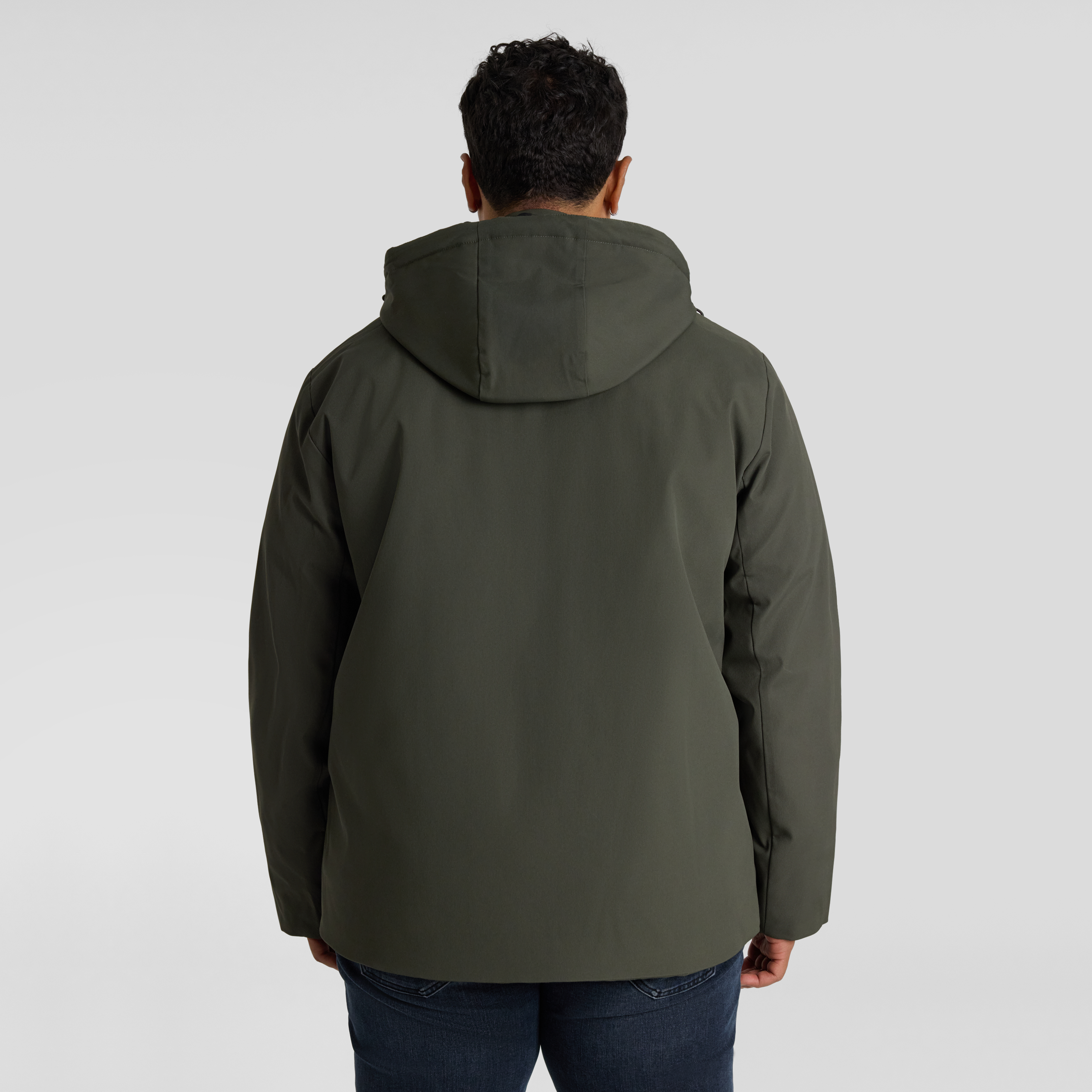 Dark Olive Textured Hooded Parka