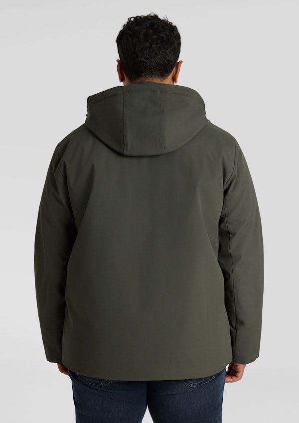 Dark Olive Textured Hooded Parka