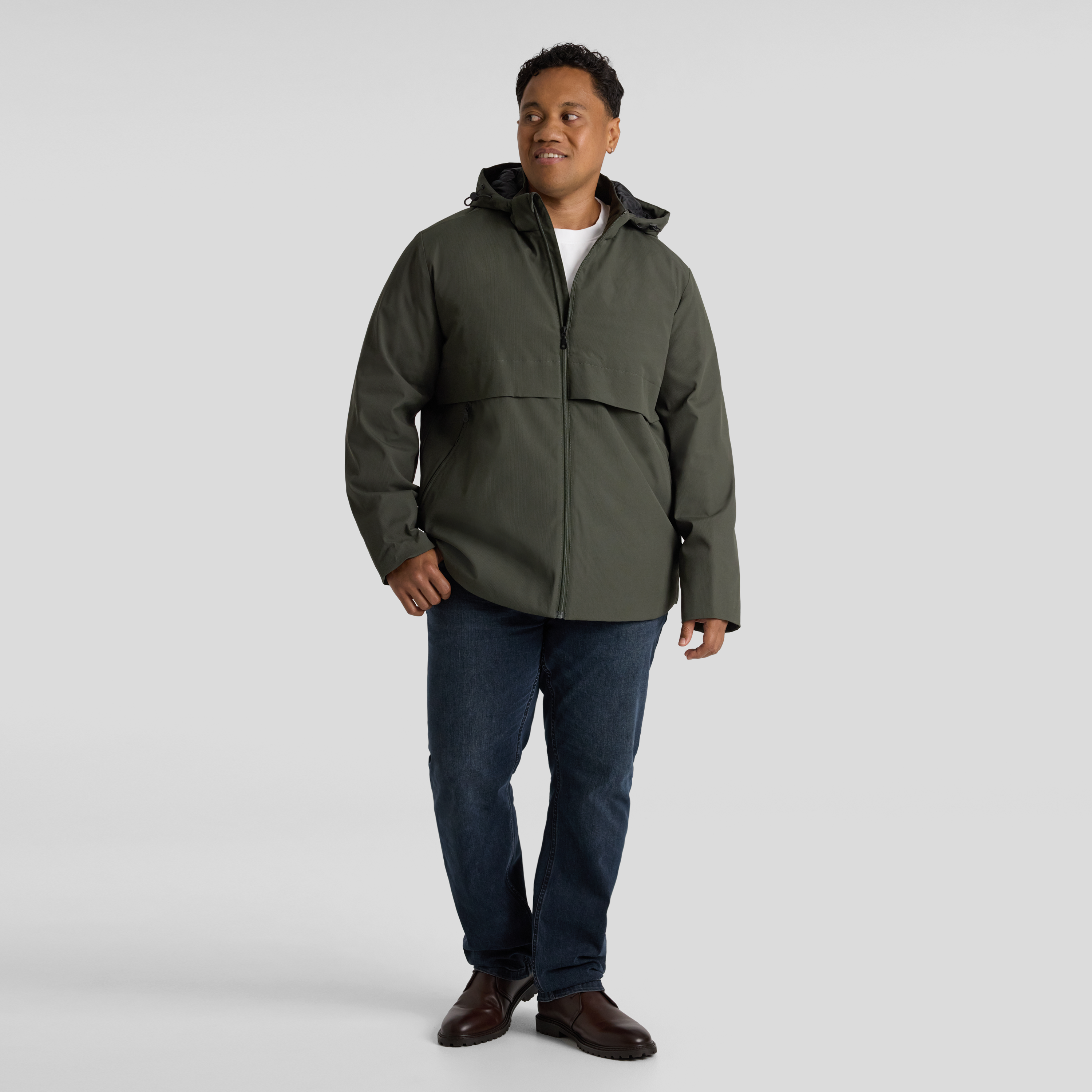 Dark Olive Textured Hooded Parka