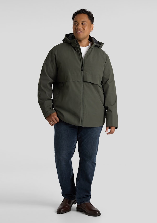 Dark Olive Textured Hooded Parka