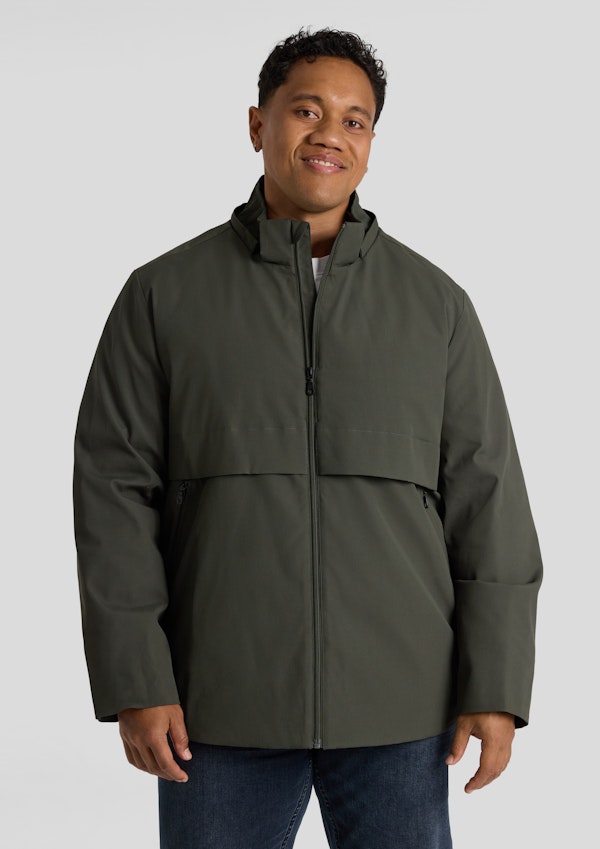 Dark Olive Textured Hooded Parka