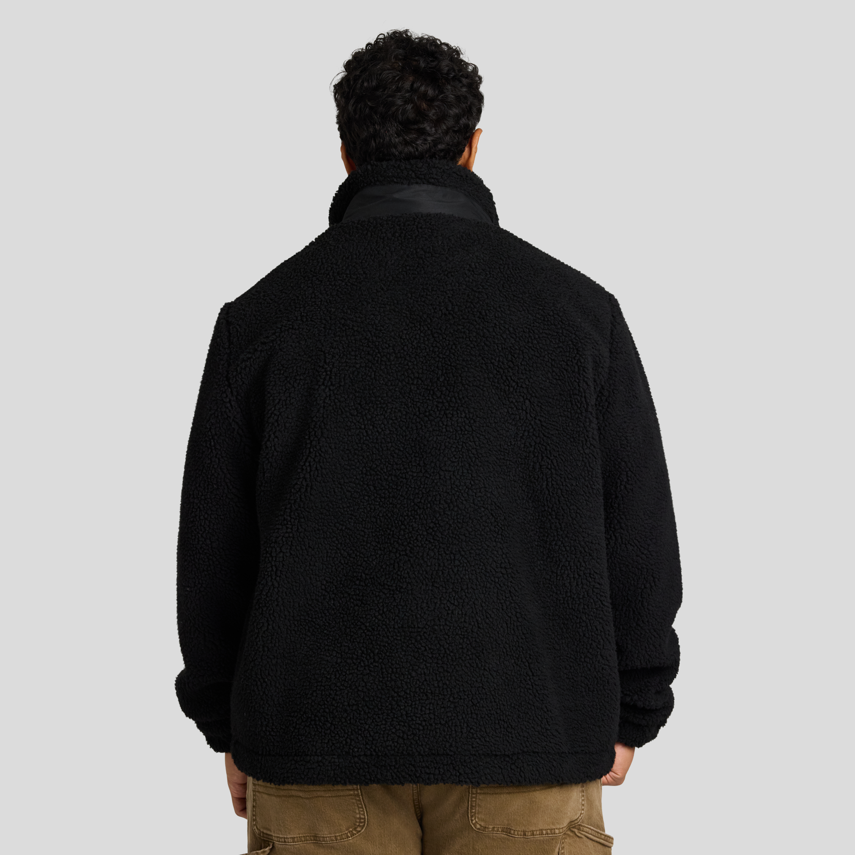 Black Teddy Sherpa Zip Thru Jacket