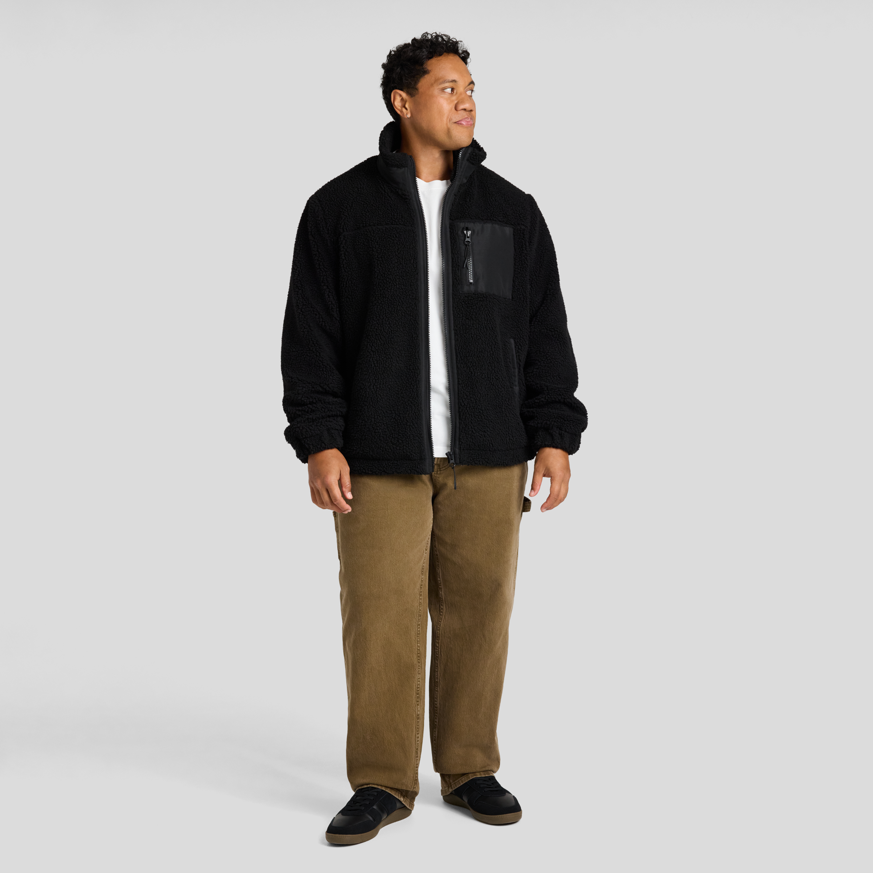 Black Teddy Sherpa Zip Thru Jacket