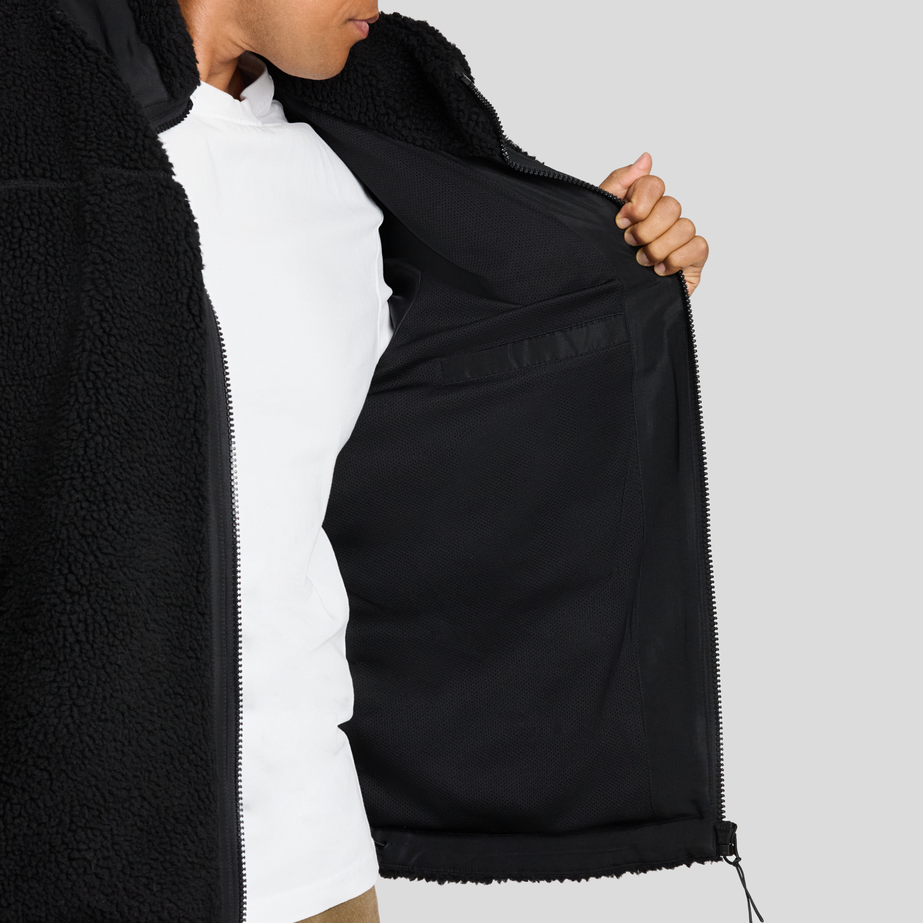 Black Teddy Sherpa Zip Thru Jacket