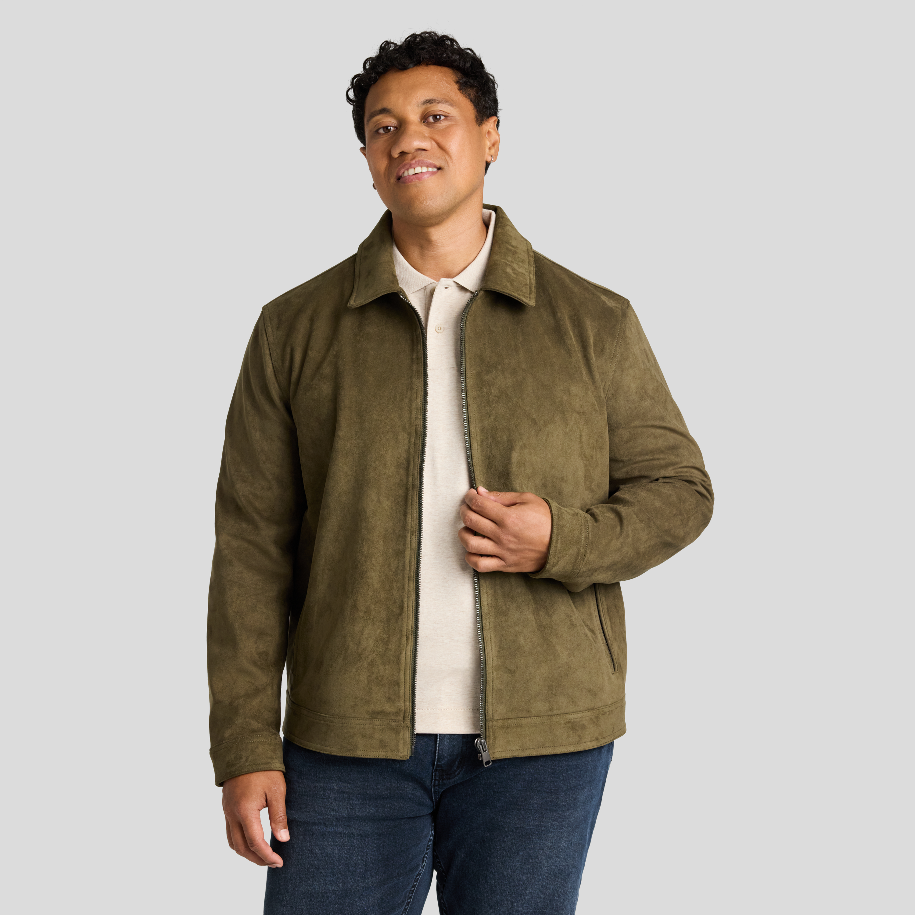 Faux Suede Leather Jacket