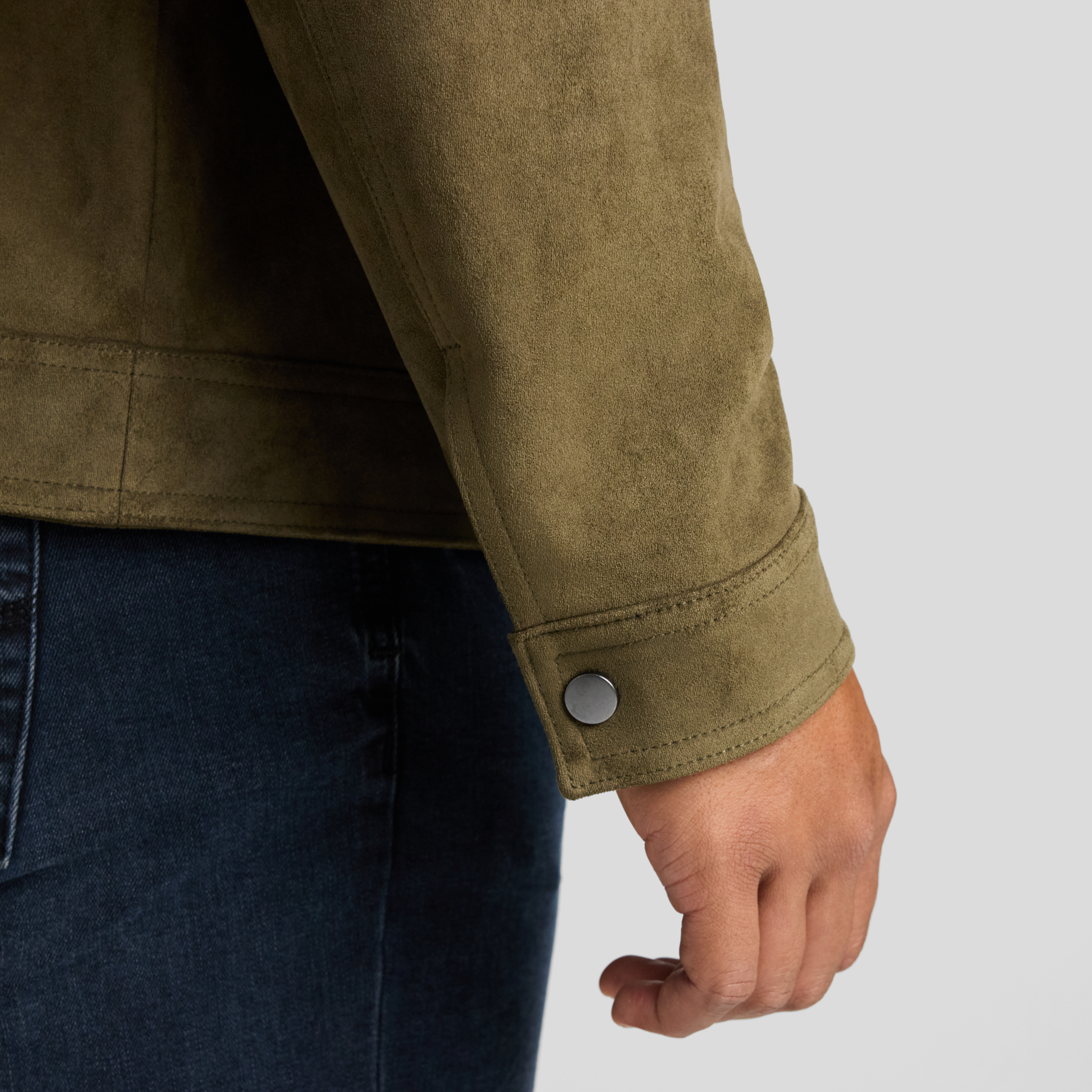 Dark Olive Faux Suede Leather Jacket