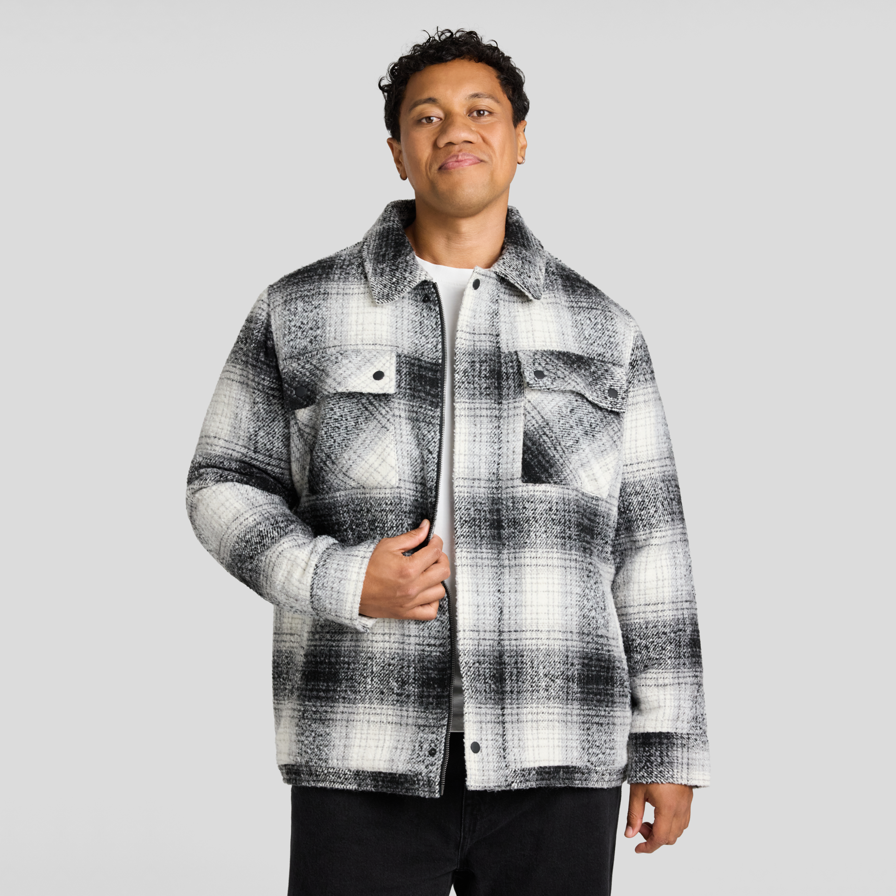 Padded Check Zip Thru Jacket