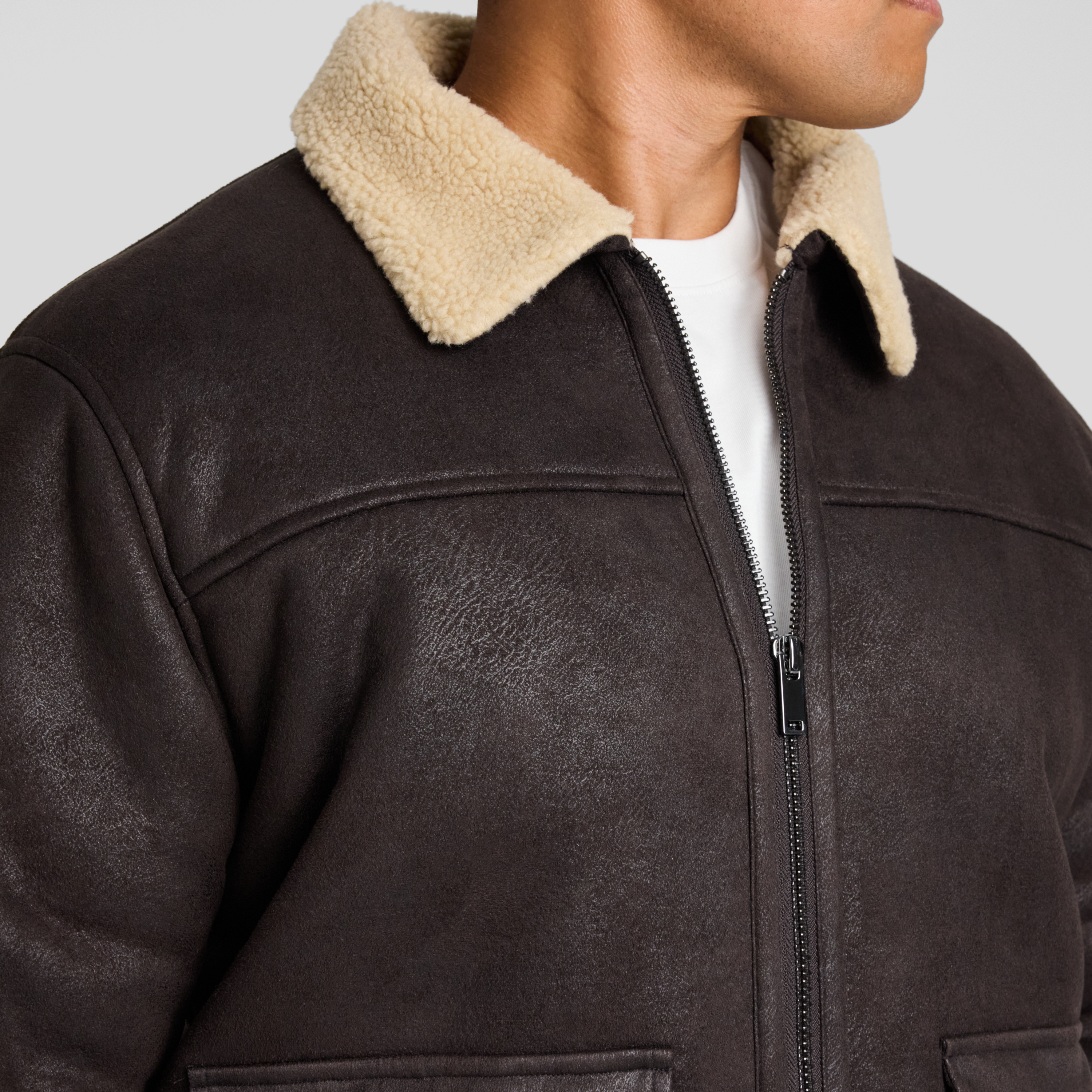 Chocolate Bomber Sherpa Jacket