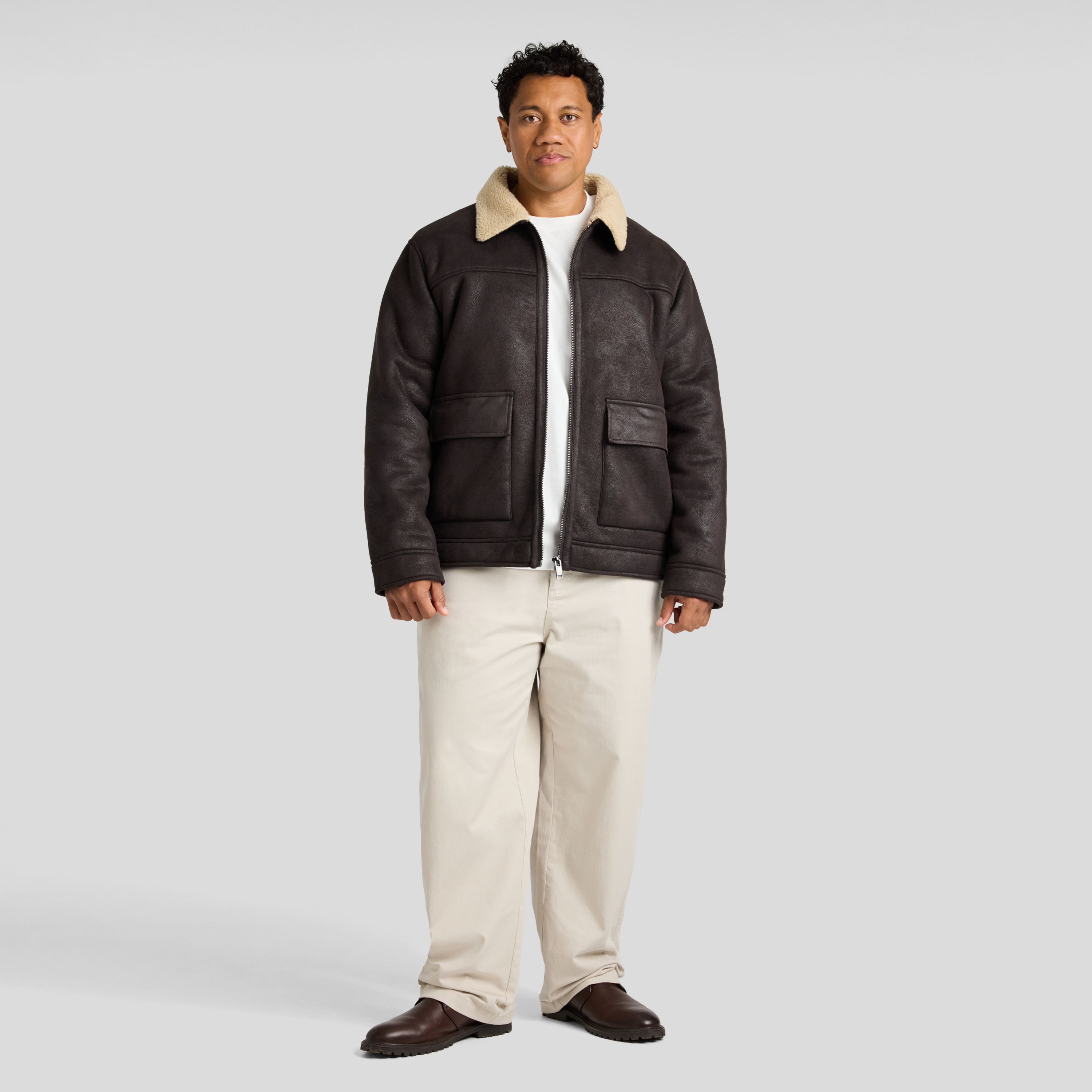 Chocolate Bomber Sherpa Jacket